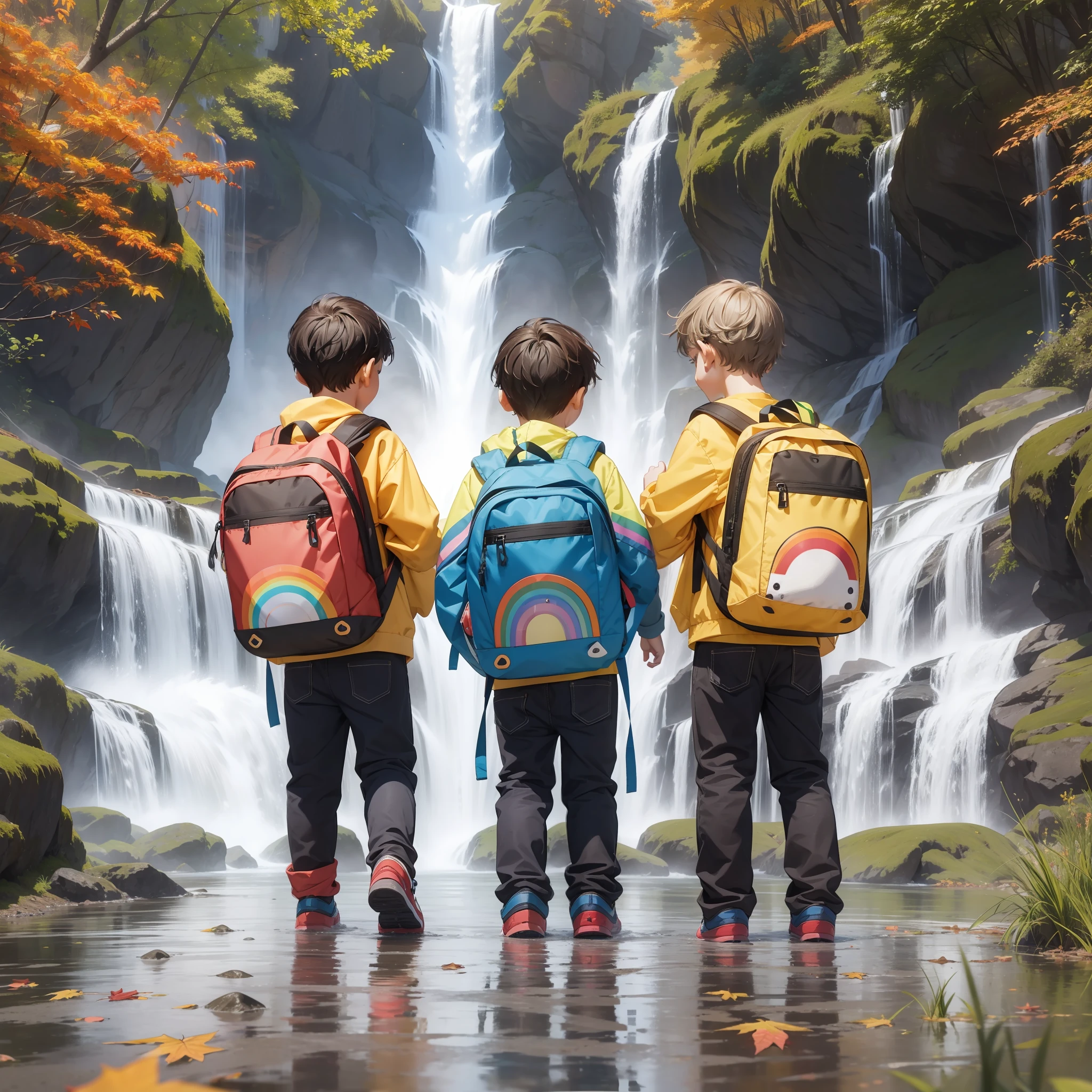 Morning Waterfall Rainbow Autumn Three s Happy Kite Backpack