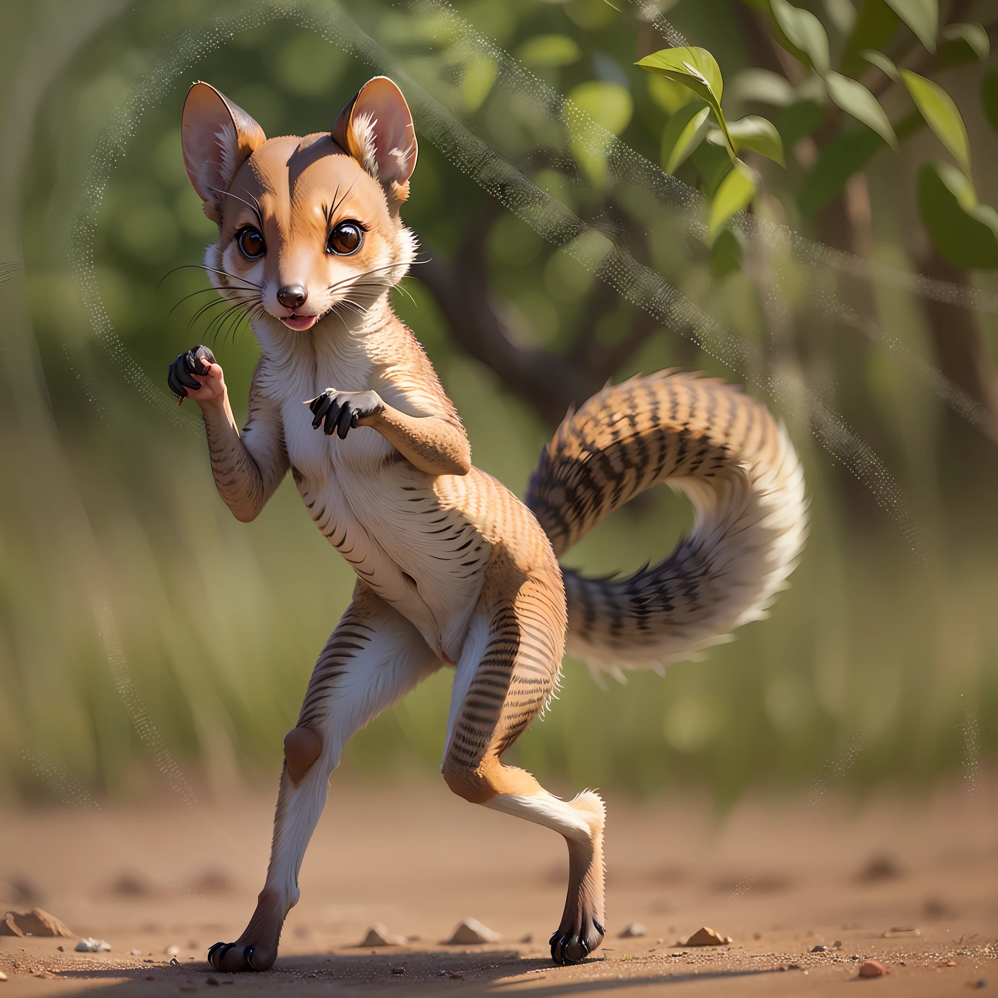 The cute thin-tailed mongoose is shaking and dancing --auto --s2
