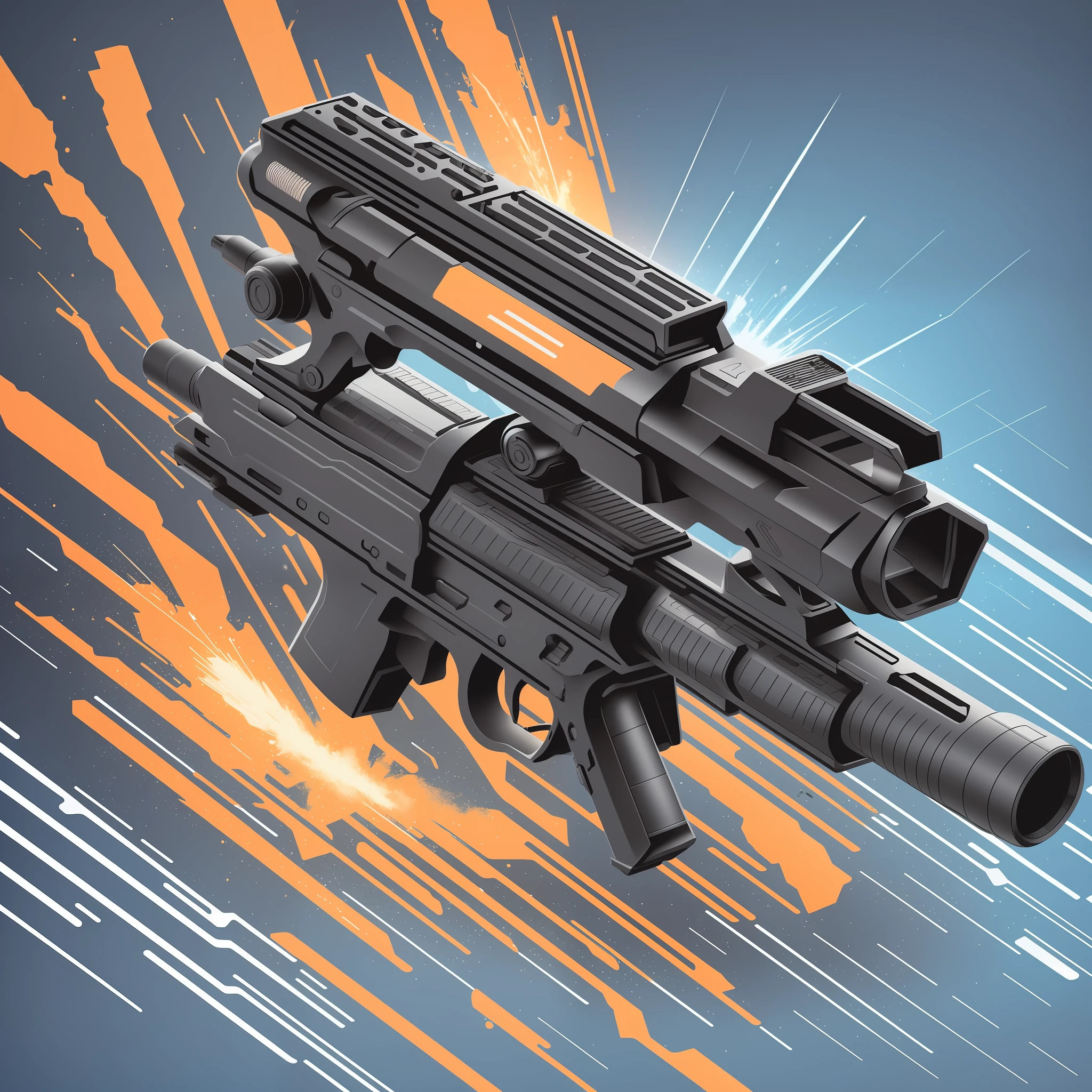 Illustration of a gun that shoots paint made of super alien technology, only 1solo weapon, made with super hightech spray latsa of futuristic alien technology, detailed vector illustration, influence of afro-futurism, graffiti style, 4K --auto --s2