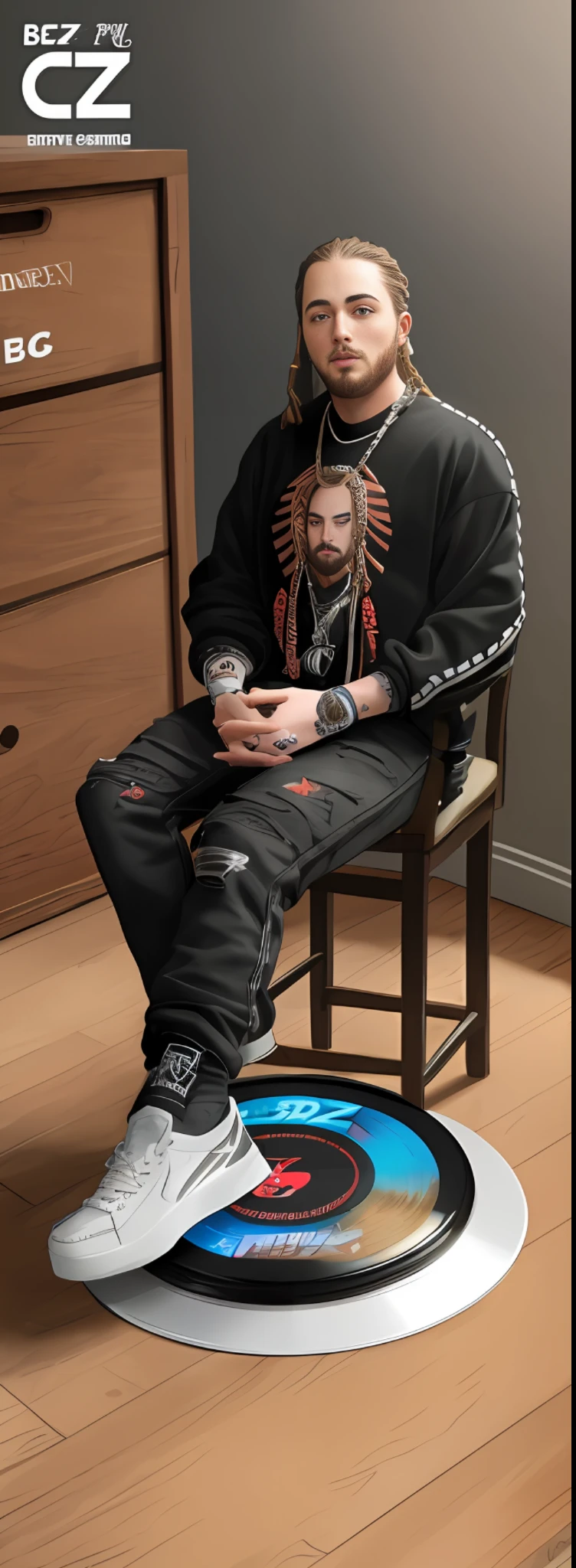 cbzbb ,POST Malone full body miniature playing collectibles cbzbb , Eminem full body miniature playing collectibles footrest vinyl style record ther reality in excellent quality evolution 8k natural lighting with palette the image