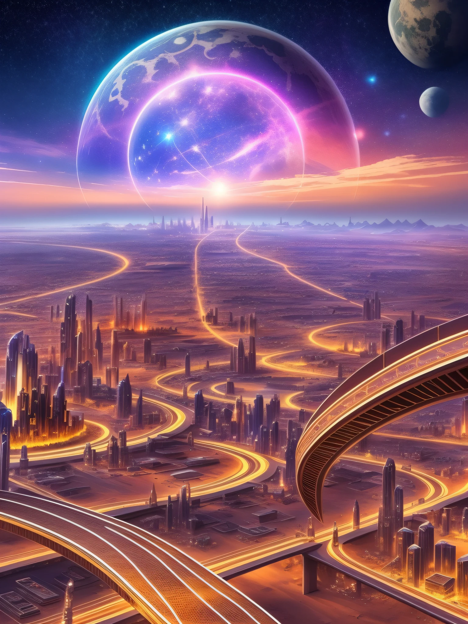 futuristic city, fantasy, 24th century, desert, universe
