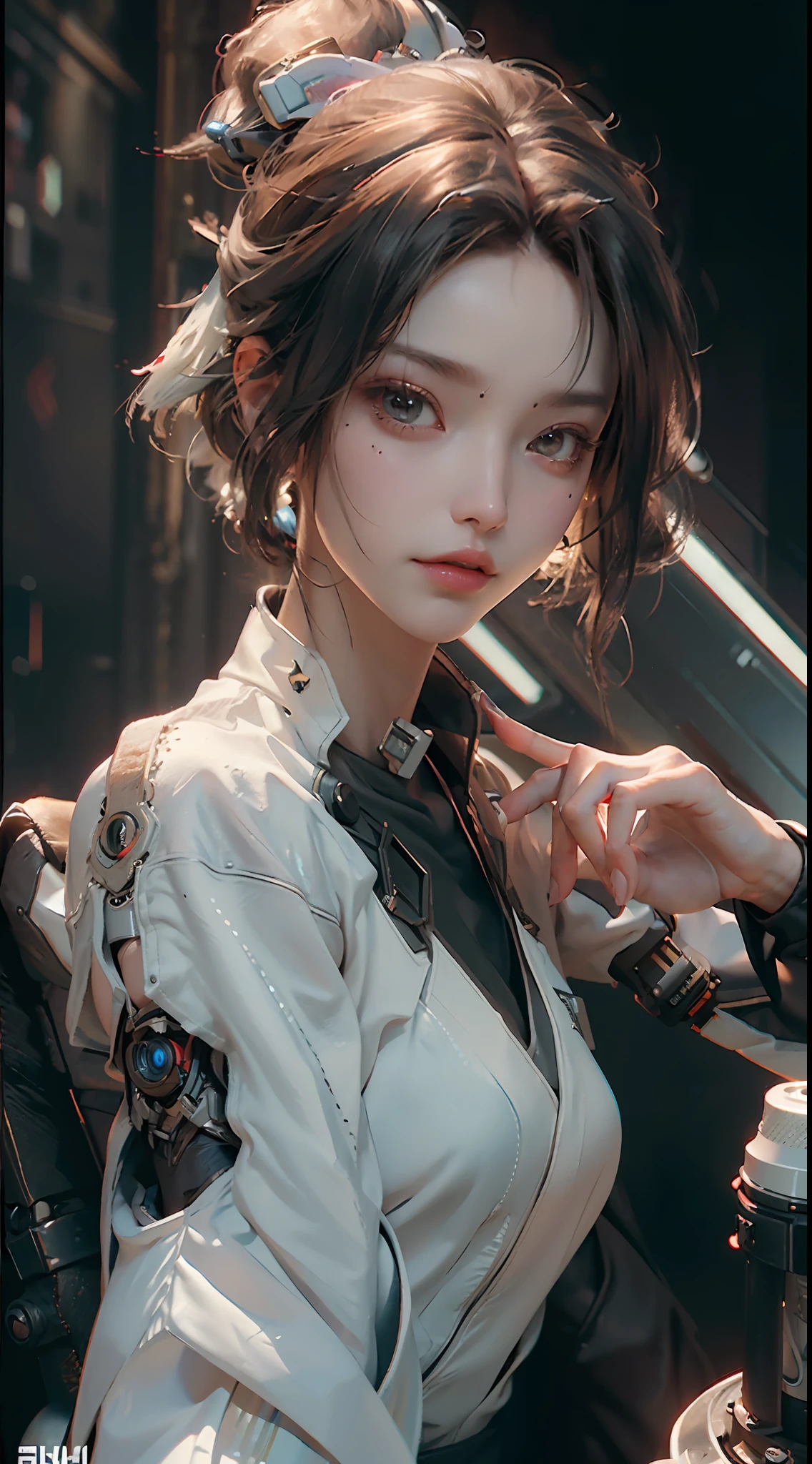 ((Best quality)), ((masterpiece)), (detailed:1.4), 3D, an image of a beautiful cyberpunk female,HDR (High Dynamic Range),Ray Tracing,NVIDIA RTX,Super-Resolution,Unreal 5,Subsurface scattering,PBR Texturing,Post-processing,Anisotropic Filtering,Depth-of-field,Maximum clarity and sharpness,Multi-layered textures,Albedo and Specular maps,Surface shading,Accurate simulation of light-material interaction,Perfect proportions,Octane Render,Two-tone lighting,Wide aperture,Low ISO,White balance,Rule of thirds,8K RAW,