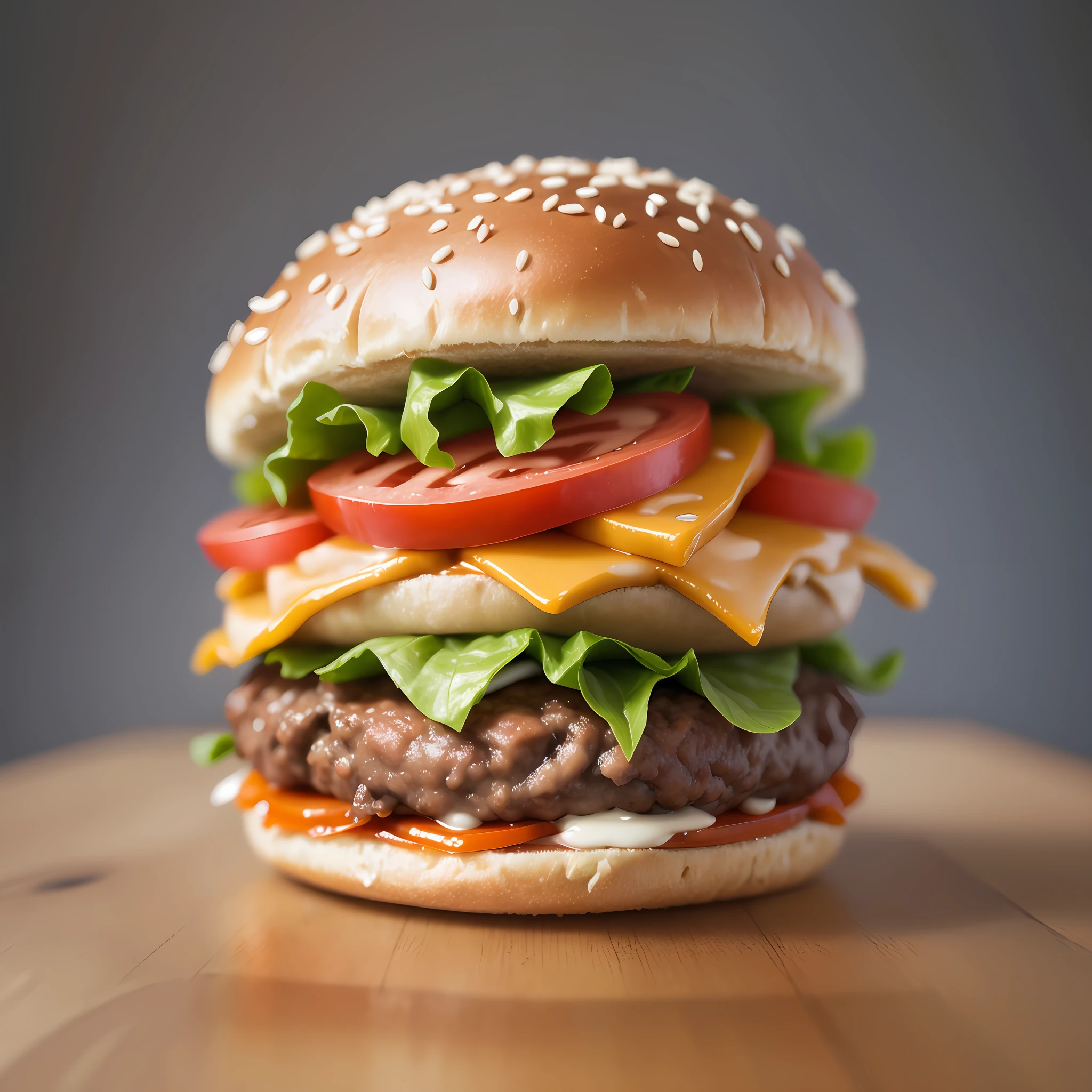 generate hamurbuer image with solid color background, hamburger in high quality and extremely detailed --auto --s2