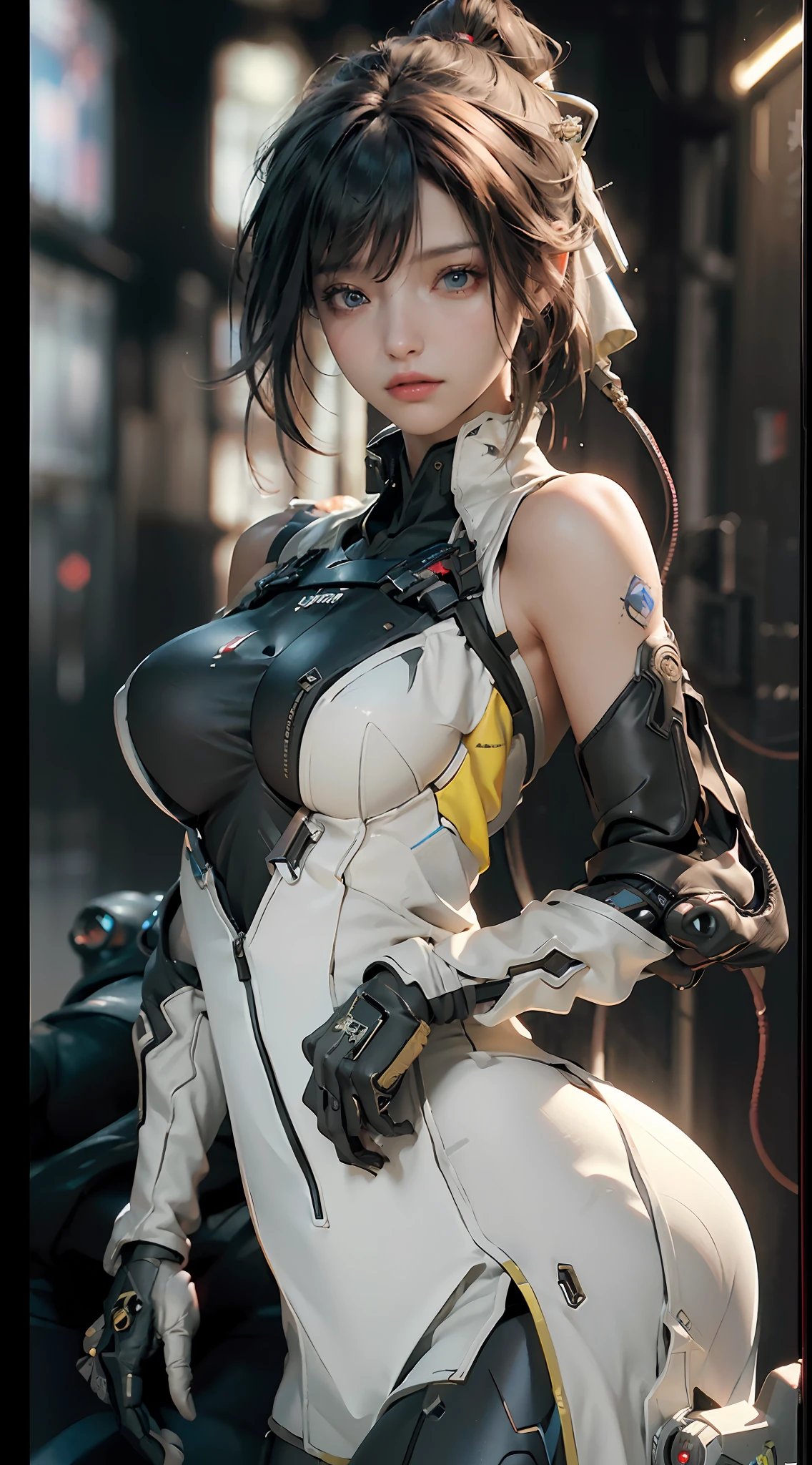 ((Best quality)), ((masterpiece)), (detailed:1.4), 3D, an image of a beautiful cyberpunk female,HDR (High Dynamic Range),Ray Tracing,NVIDIA RTX,Super-Resolution,Unreal 5,Subsurface scattering,PBR Texturing,Post-processing,Anisotropic Filtering,Depth-of-field,Maximum clarity and sharpness,Multi-layered textures,Albedo and Specular maps,Surface shading,Accurate simulation of light-material interaction,Perfect proportions,Octane Render,Two-tone lighting,Wide aperture,Low ISO,White balance,Rule of thirds,8K RAW,