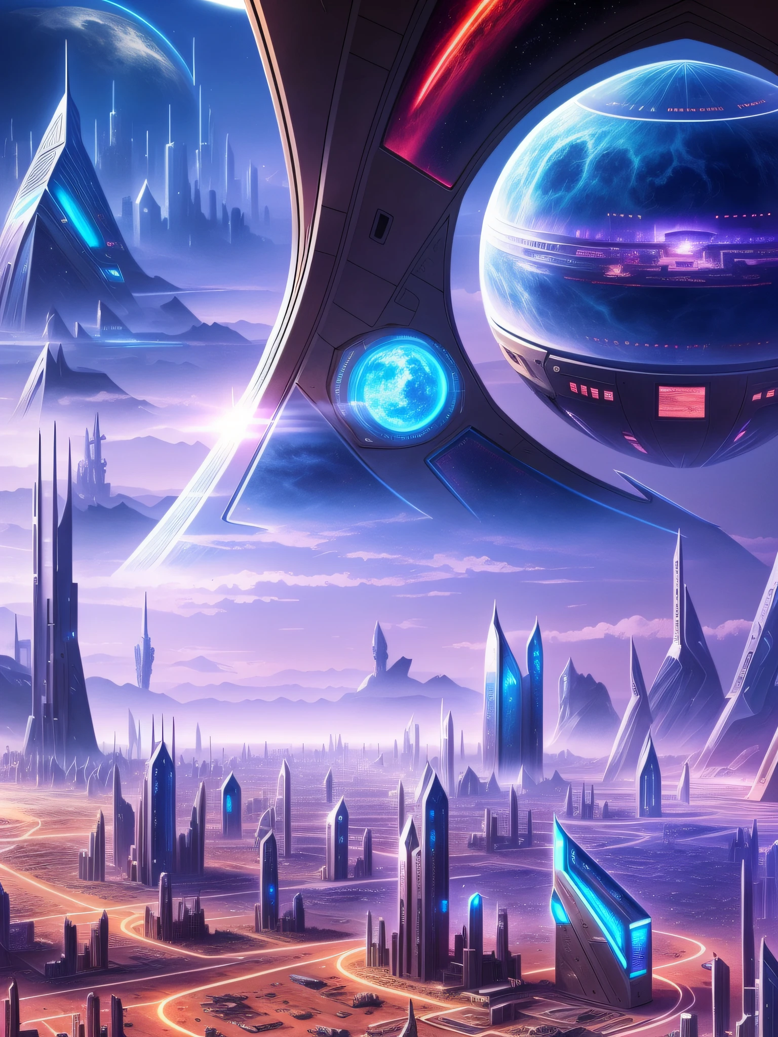 futuristic city, fantasy, 24th century, desert, universe