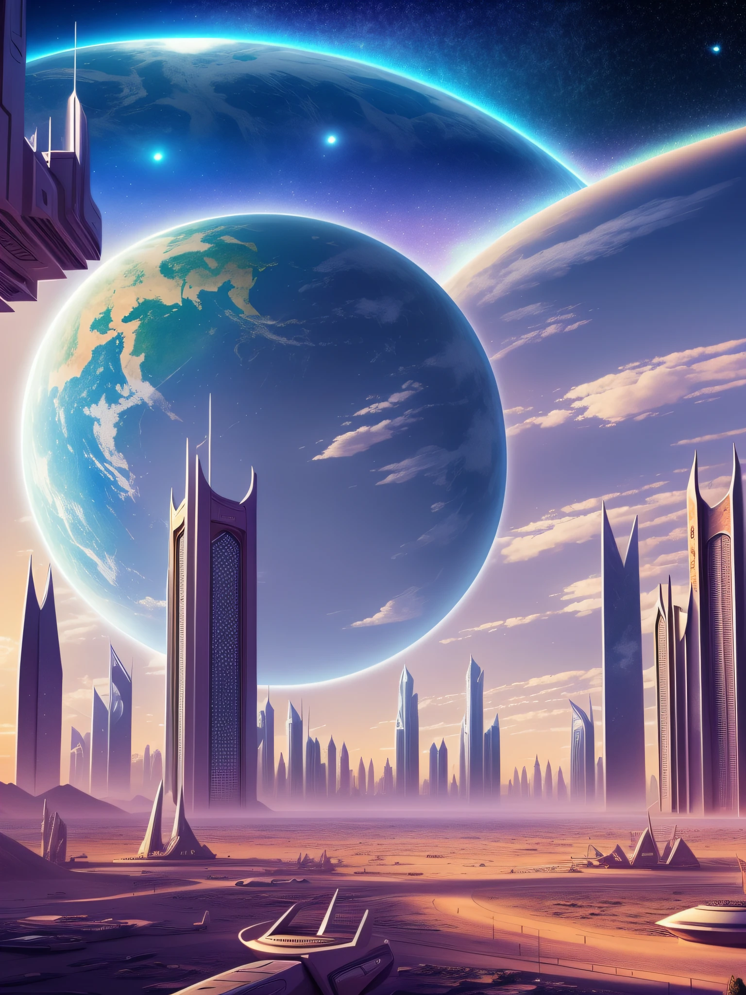 futuristic city, fantasy, 24th century, desert, universe