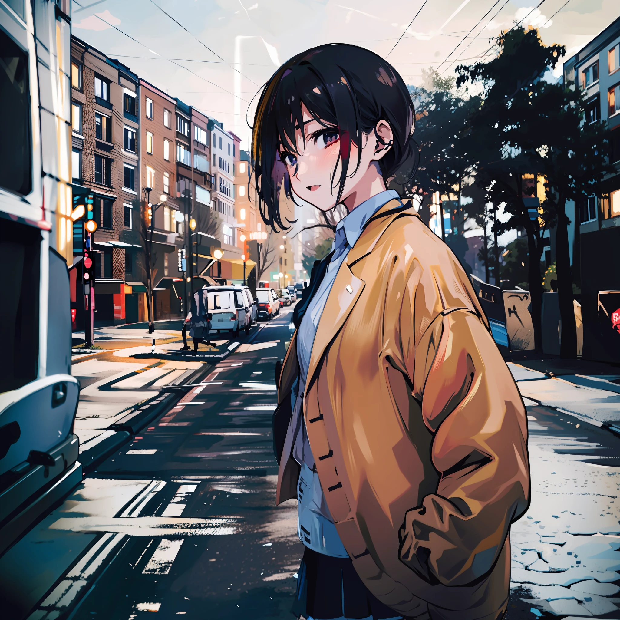 anime girl, street