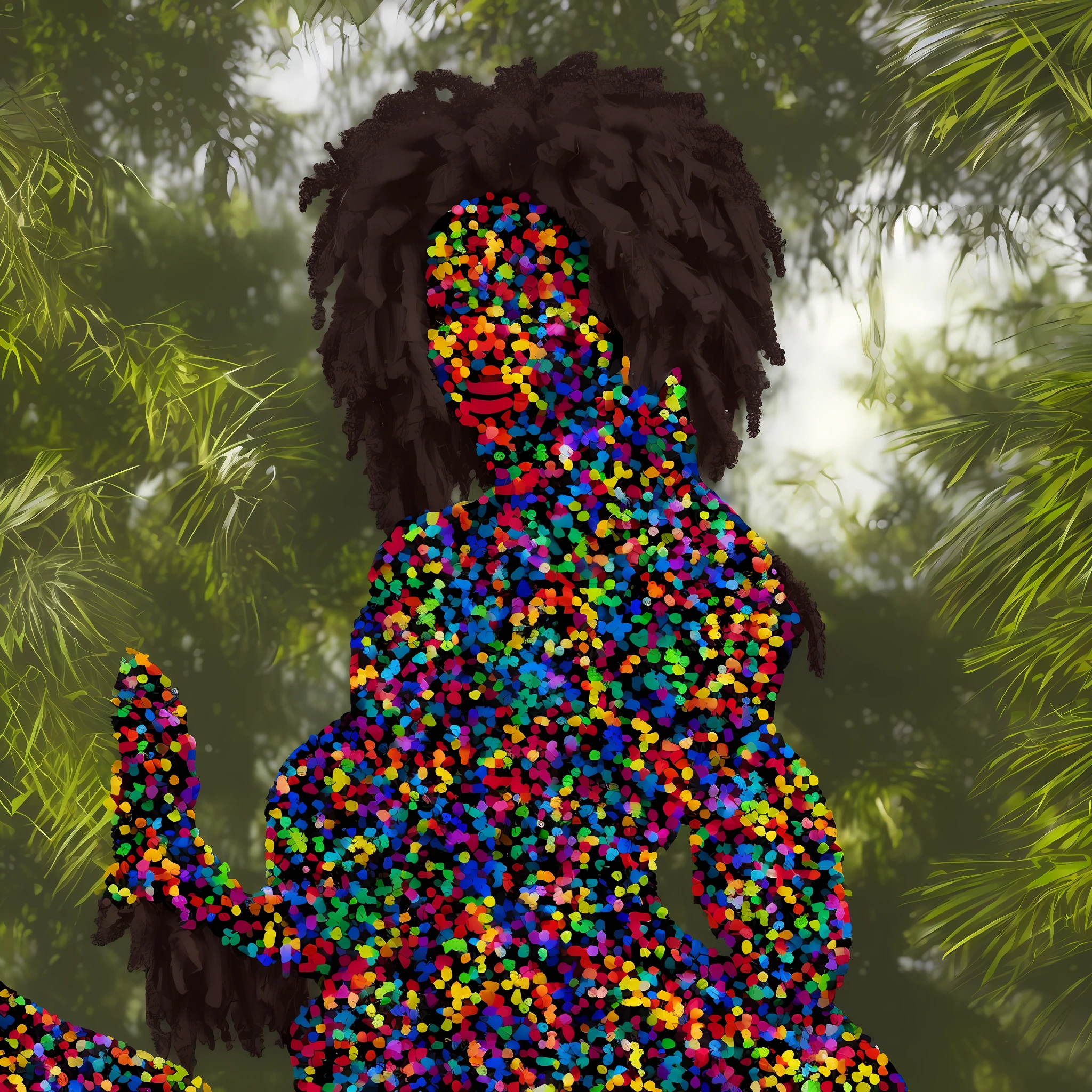 Create a collection of NFT, Realistic Black Woman, Africa, Vibrant Colors, Animals, Jungle