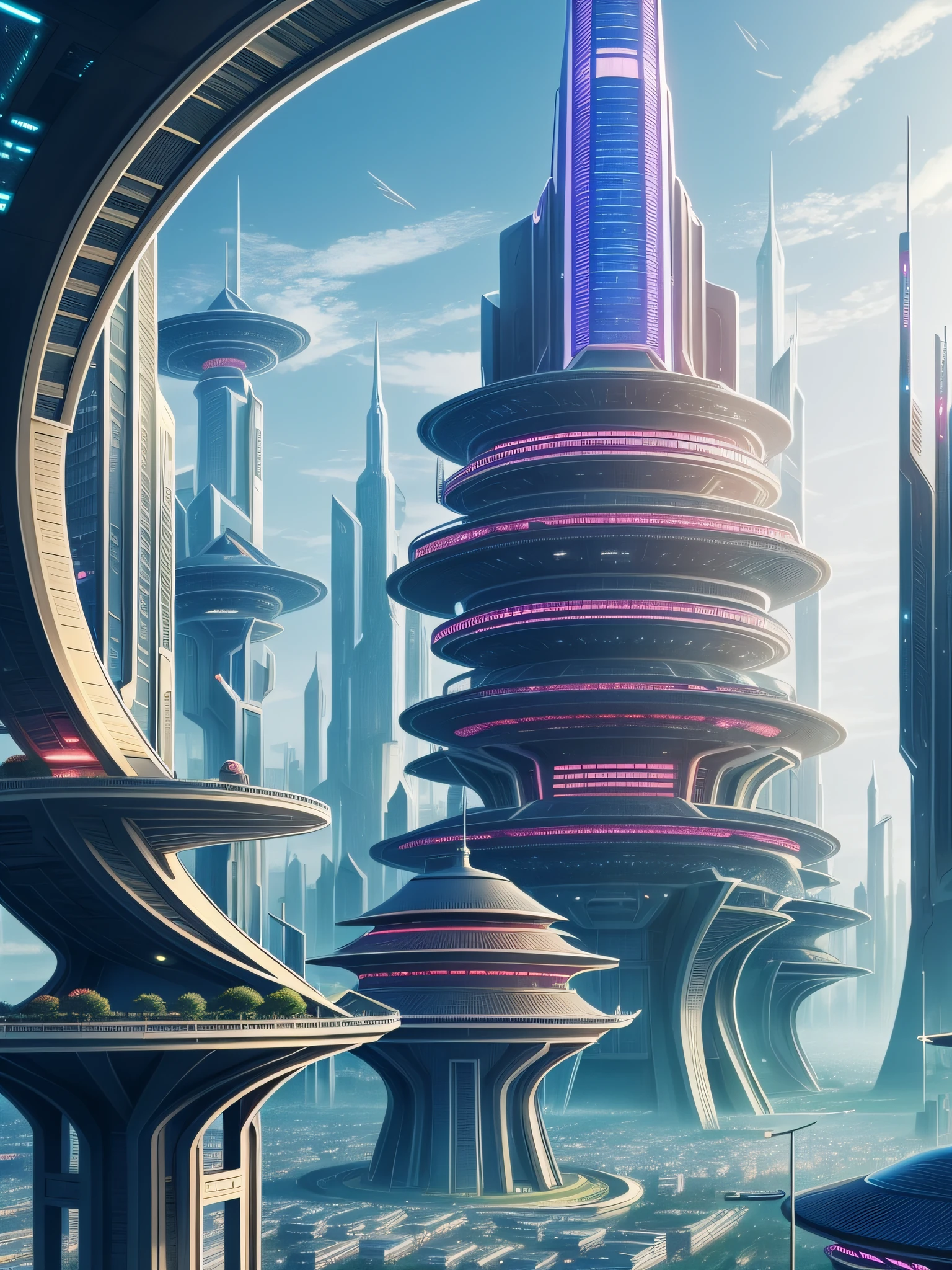 futuristic city, fantasy, 24th century, Japan