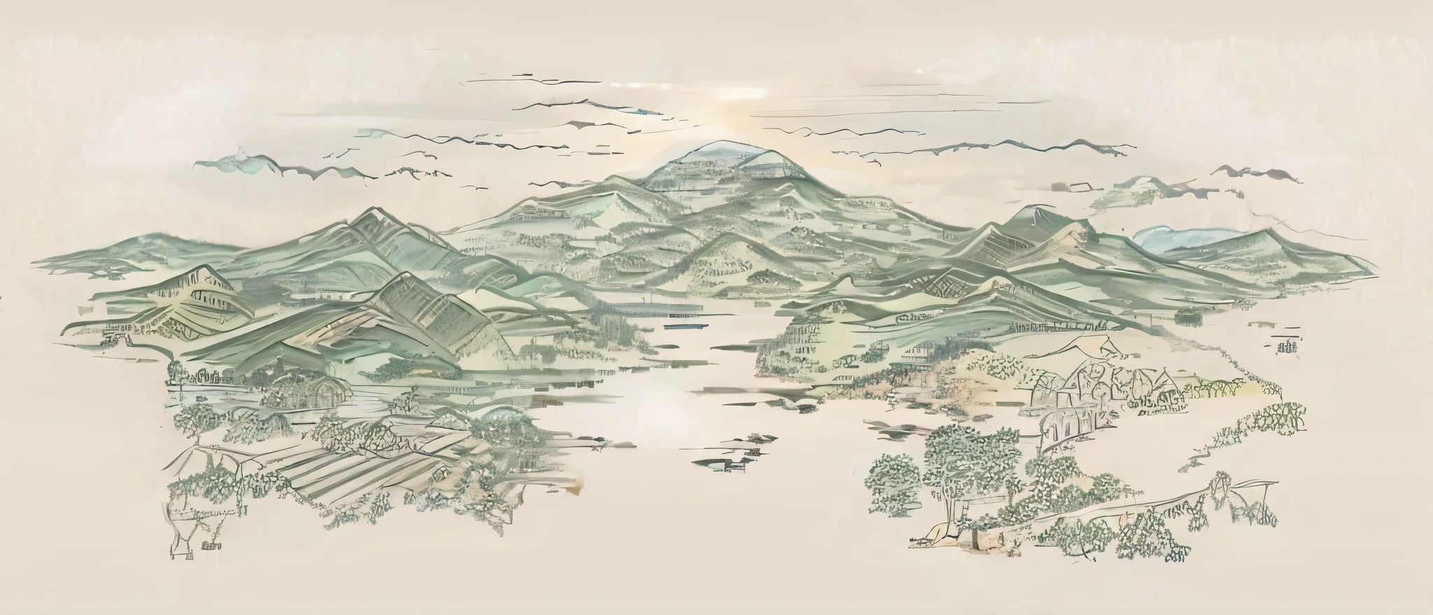 mountains with a river and a sky with clouds, escher painting of a lake, scenery artwork, landscape illustration, mountains and rivers, scenery art detailed, mountains, mountains and lakes, moutains, detailed scenery —width 672, whole page illustration, intricate scenery, mountainous background, mountains in a background, moutain, detailed digital illustration, mountain range