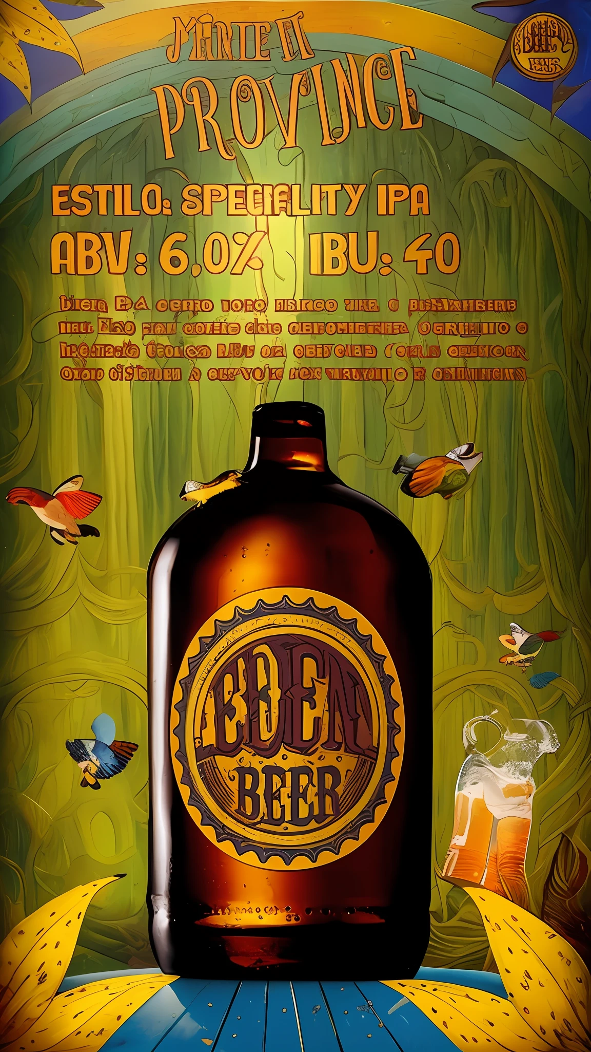 there is a poster for a beer festival with a bottle of beer, by Eden Box, eden, inspired by Don Eddy, beer, eden garden, beer advertisement, by Denis Eden, new england ipa, frederic edwin, elder, “erebos’s titan, by Edwin Georgi, dan eder, 🎨🖌️, by Don Eddy, 20yo