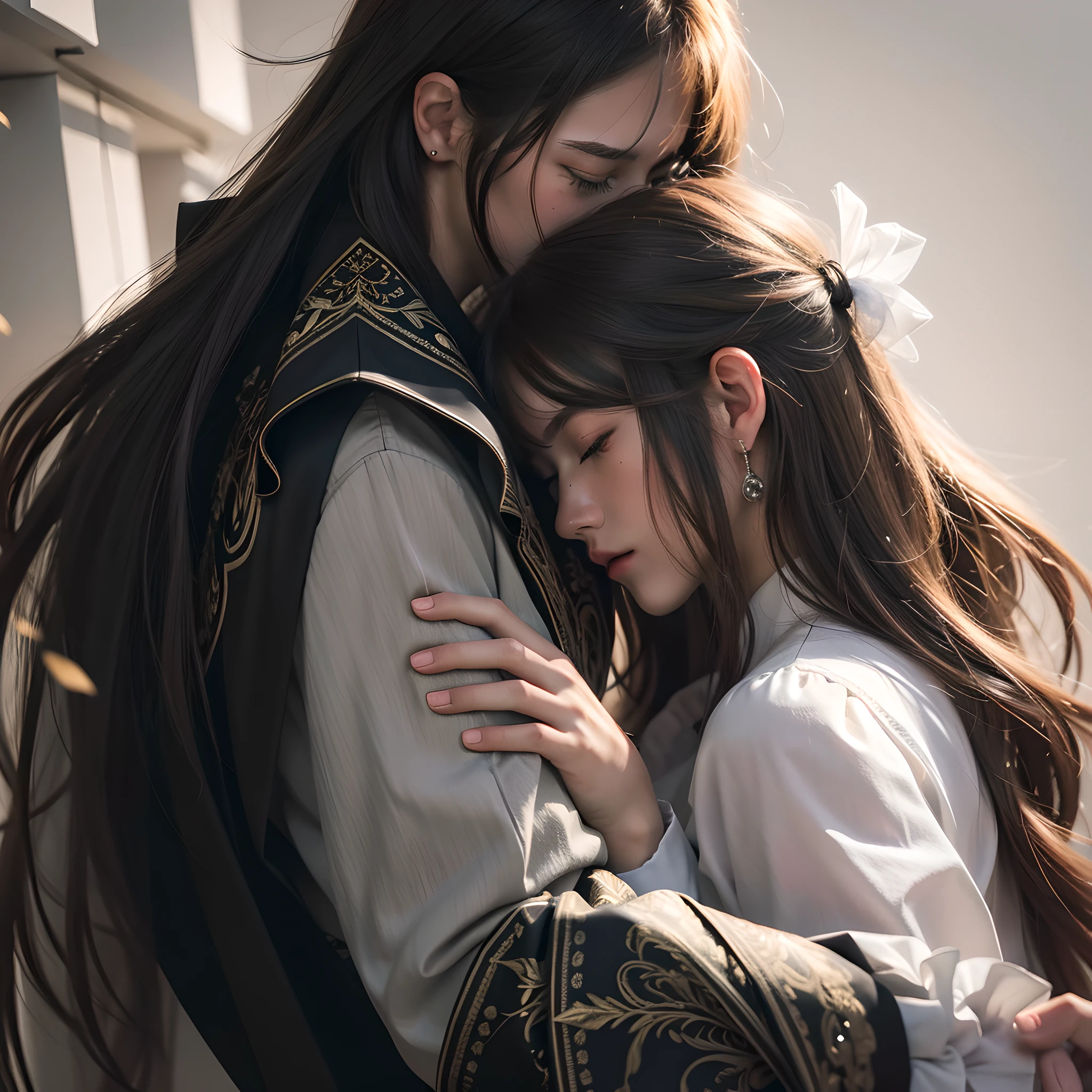(photorealistic:1.4), best quality, masterpiece, ultra high res, 1boy, duo, 1girl, (detailed face:1.2), (detailed eyes:1.2), (detailed hair:1.2), (detailed clothes:1.2), 4k, male, (closed eyes)