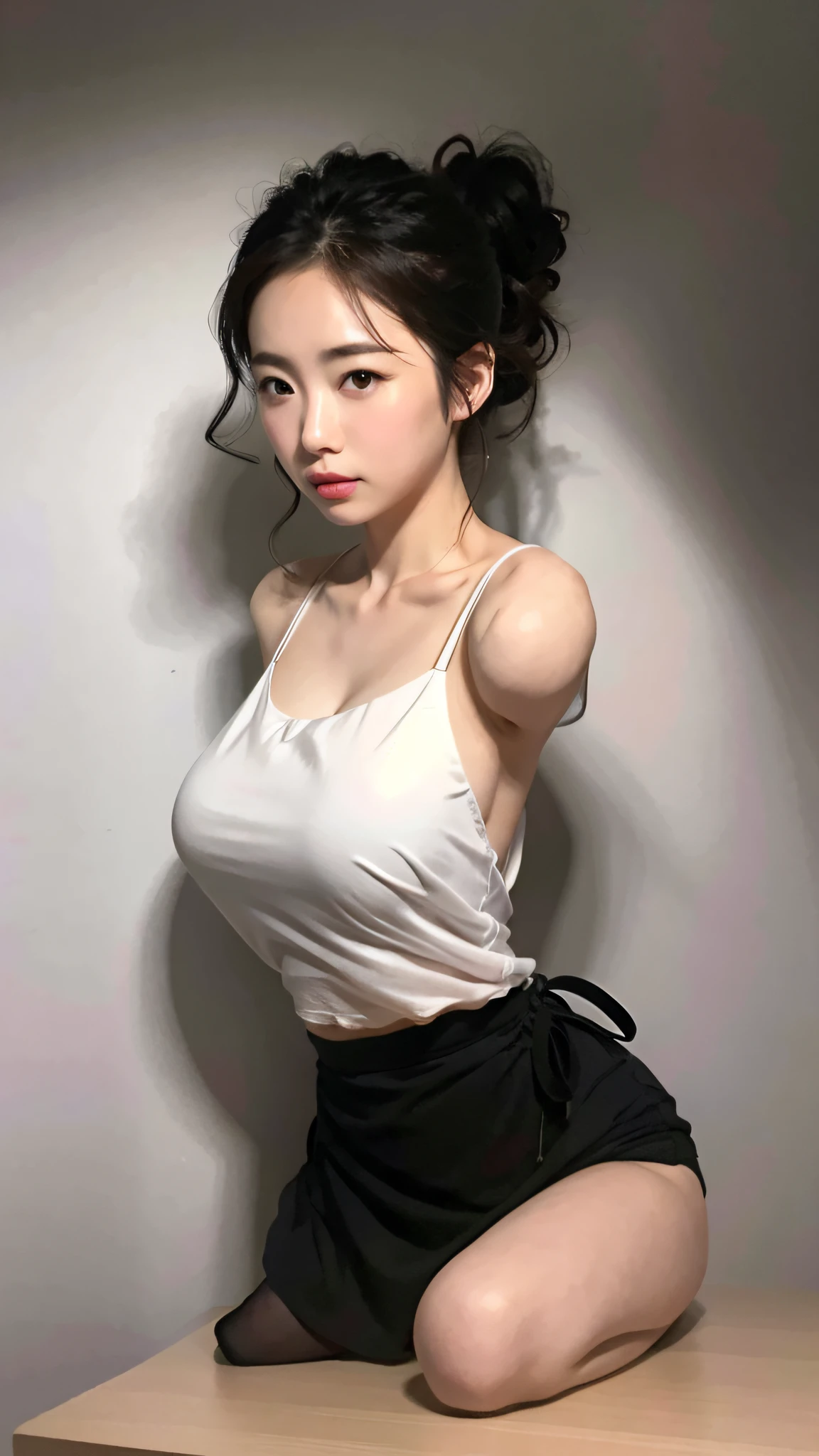 arafed asian woman in a white bra top and panties sitting on a bed, photorealistic perfect body, realistic shaded perfect body, realistic bikini, hyperrealistic full figure, oppai, pale milky white porcelain skin, smooth translucent white skin, ultra realistic picture, realistic sensual gravure idol, smooth anime cg art, guweiz masterpiece, photorealistic anime girl render