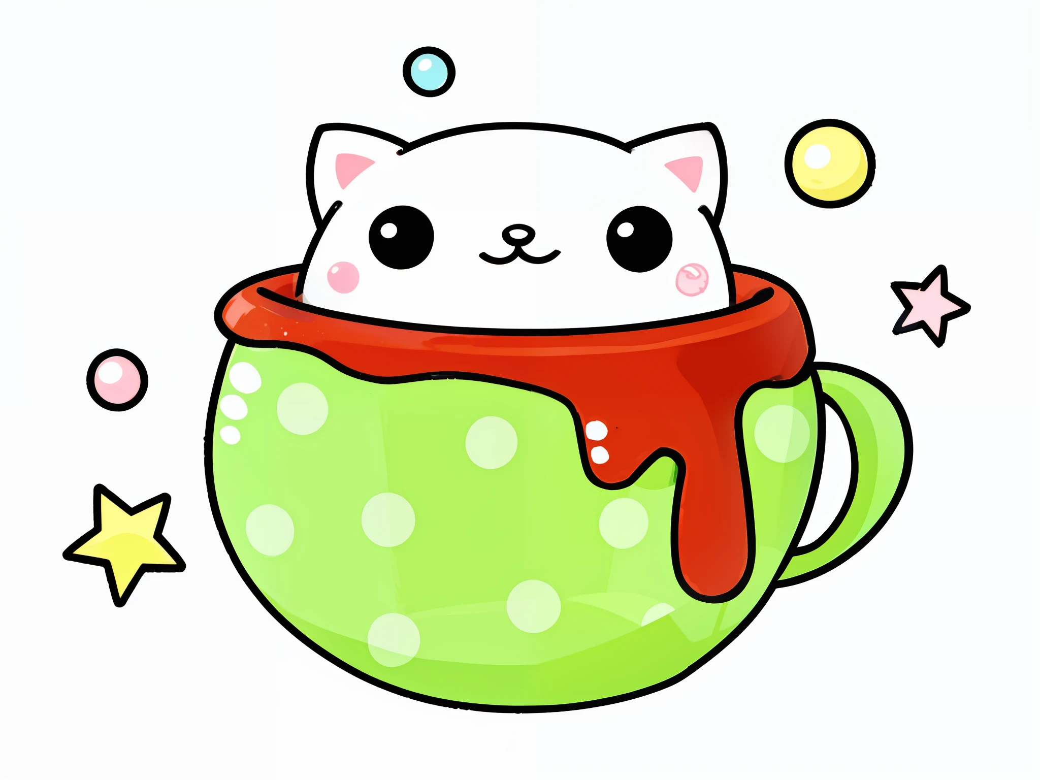 cat in a cup, cup of hot chocolate, cute:2, detailed, cute