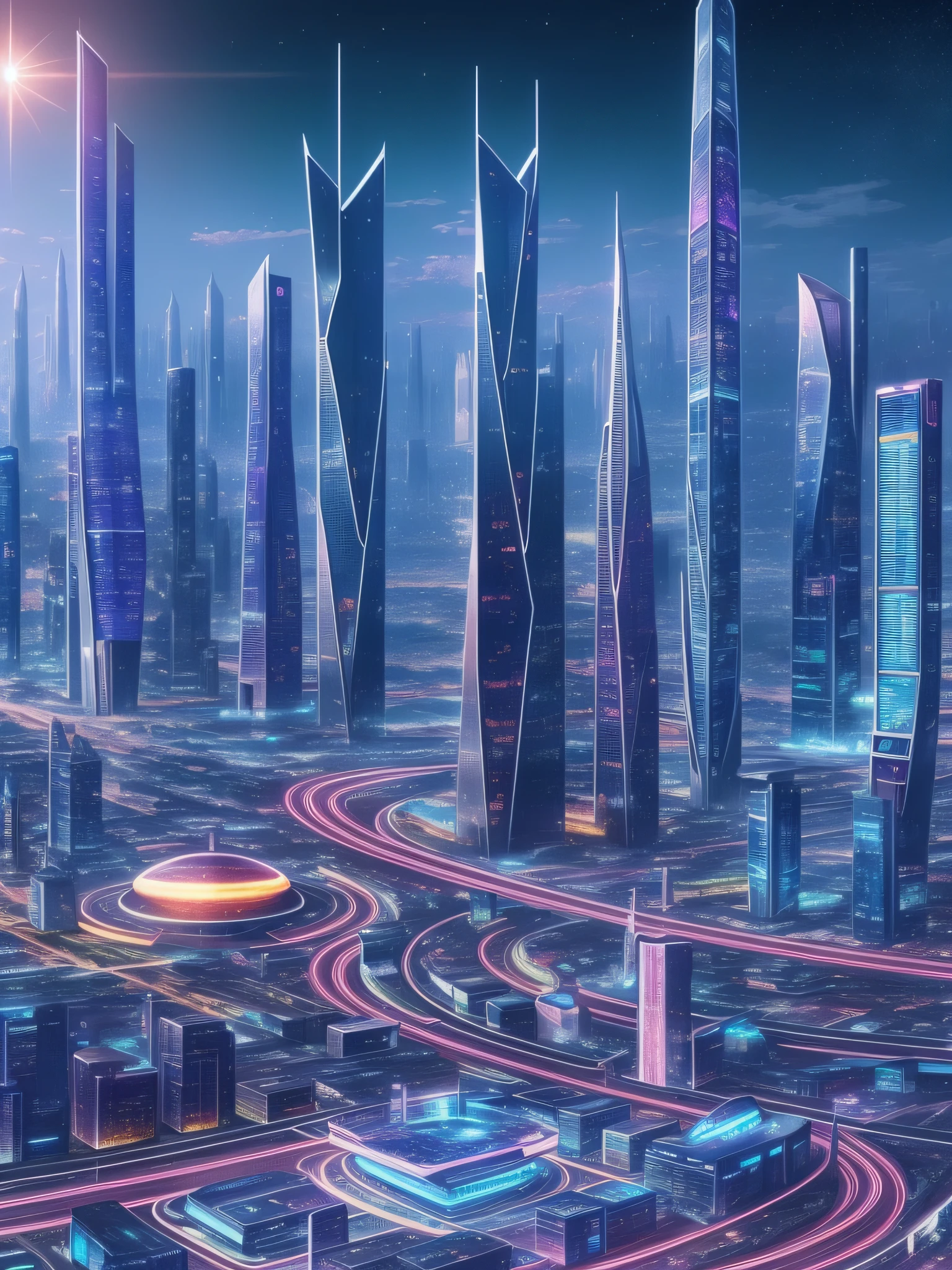 futuristic city, fantasy, 24th century, Japan, space
