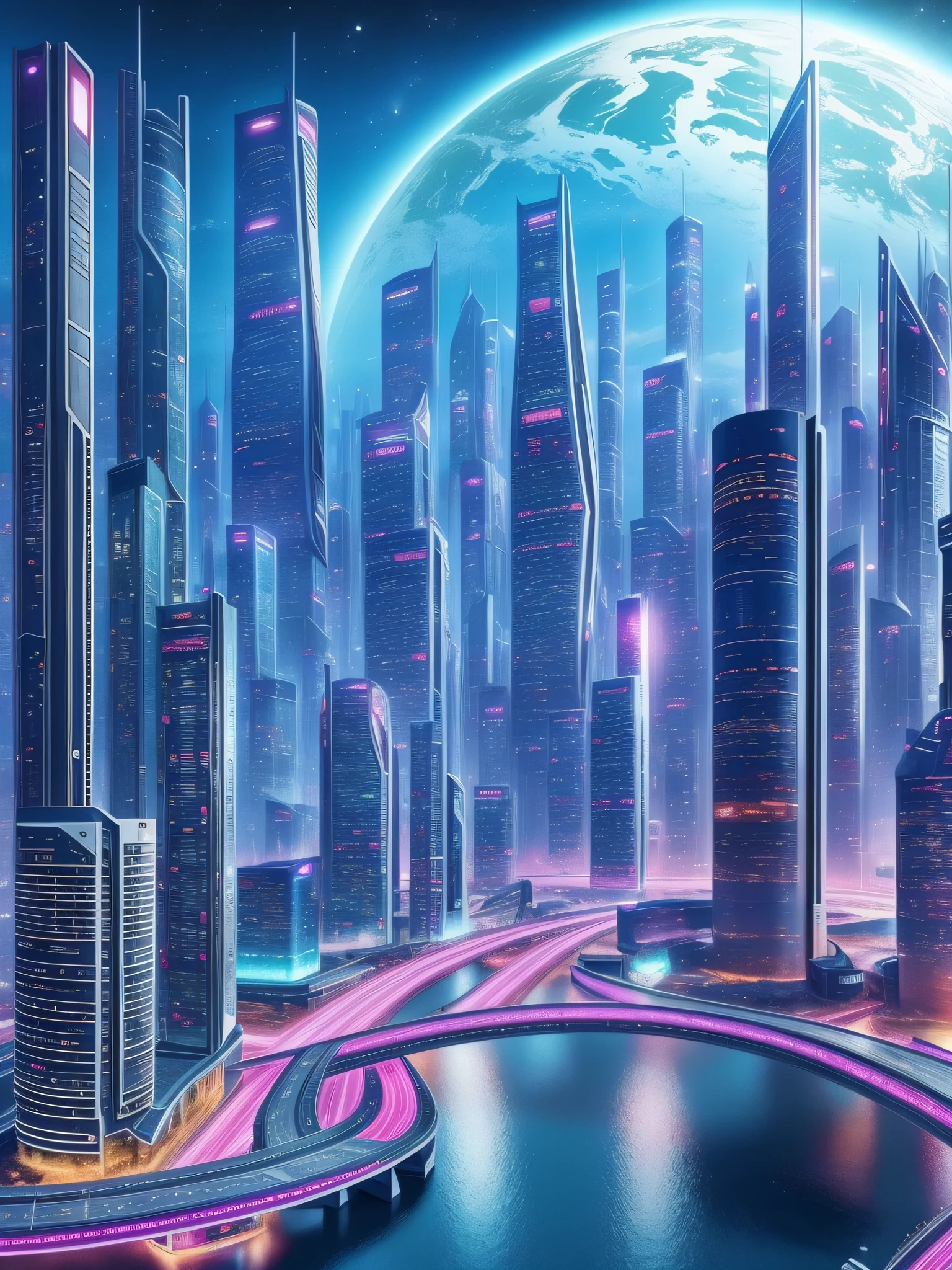 futuristic city, fantasy, 24th century, Japan, space