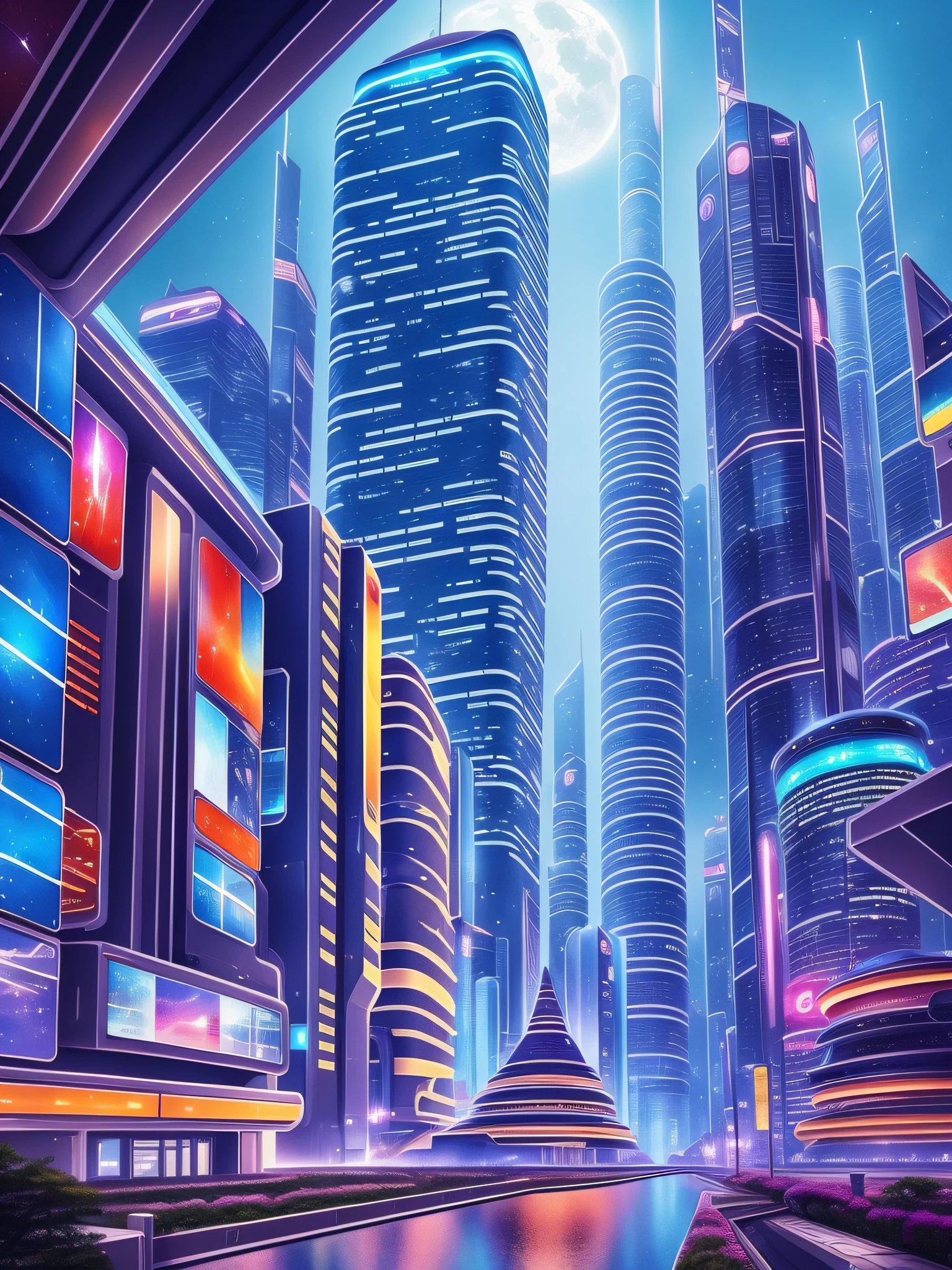 futuristic city, fantasy, 24th century, Japan, space