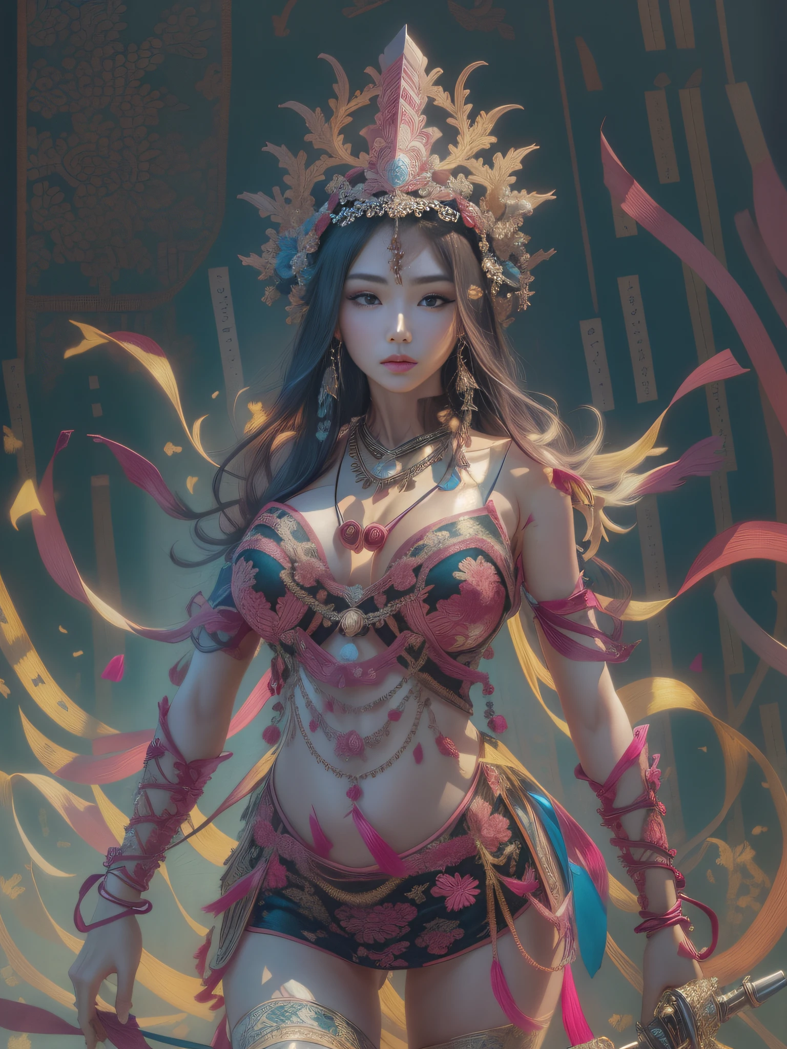 arafed woman in a costume with a sword and a crown, a beautiful fantasy empress, 8k high quality detailed art, fanart best artstation, artwork in the style of guweiz, beautiful character painting, 2. 5 d cgi anime fantasy artwork, fantasy art style, ((a beautiful fantasy empress)), 4k highly detailed digital art, by Yang J