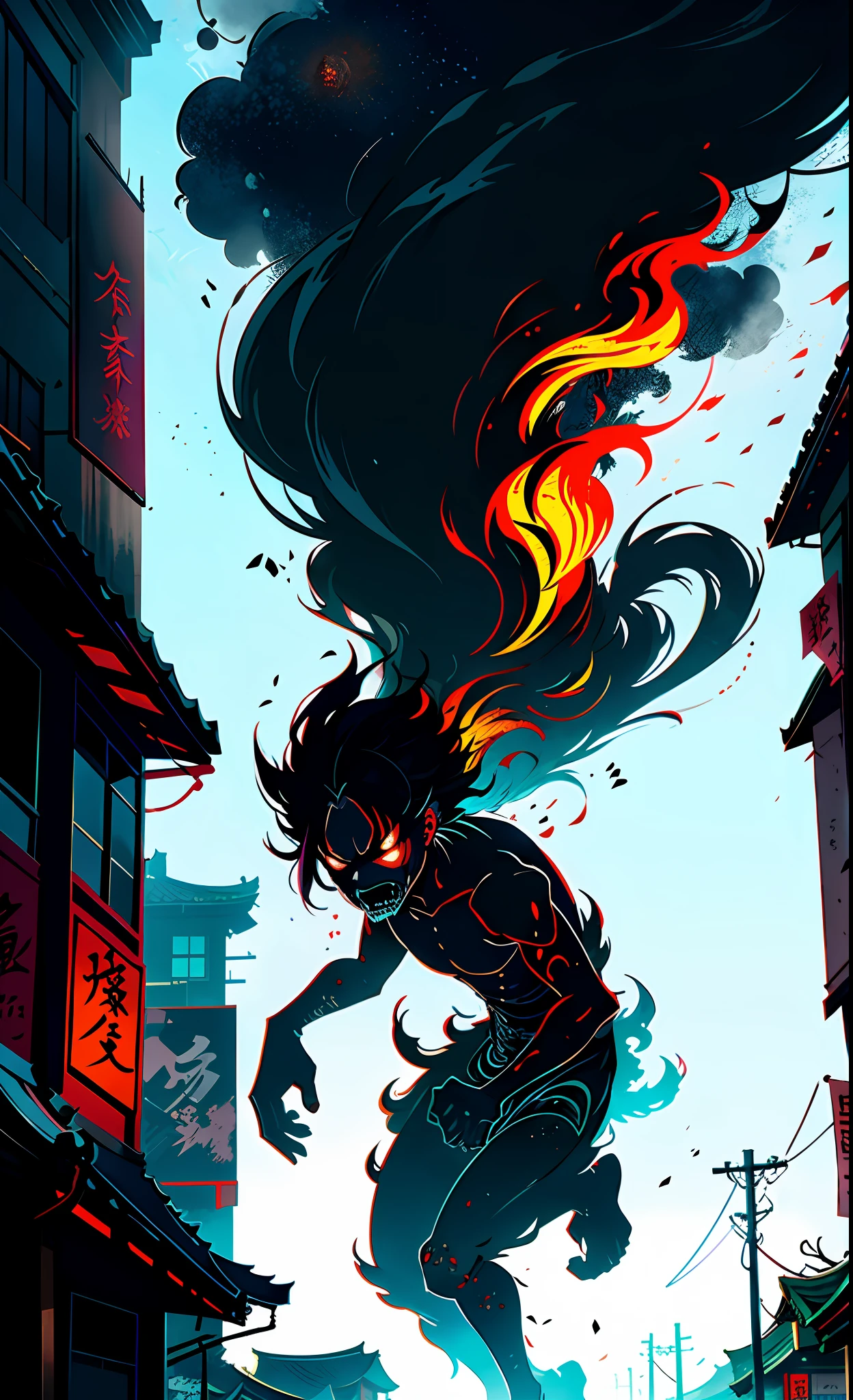 [2] = On a busy city street, youkai of all shapes are everywhere. Some of them have fangs and claws, some have terrifying appearances, and some have supernatural abilities. People scattered in terror, their faces written with fear and despair.
[3] = The urban environment is dilapidated, buildings collapse, and streets are littered with broken glass and debris. The yokai roared in this chaotic environment, bringing panic and chaos to the entire city.
[4] = The scene is filled with an atmosphere of fear and despair. With expressions of horror and despair on their faces, the people ran desperately to escape the youkai's pursuit.
[5] = Illustration using dark tones and twisted lines to express the horror of yokai and the chaos of the city.
[6] = Use digital illustration software and appropriate illustration techniques to achieve the effect of illustrations. Highlight the horror of yokai and the chaos of the city through dark tones and twisted lines.