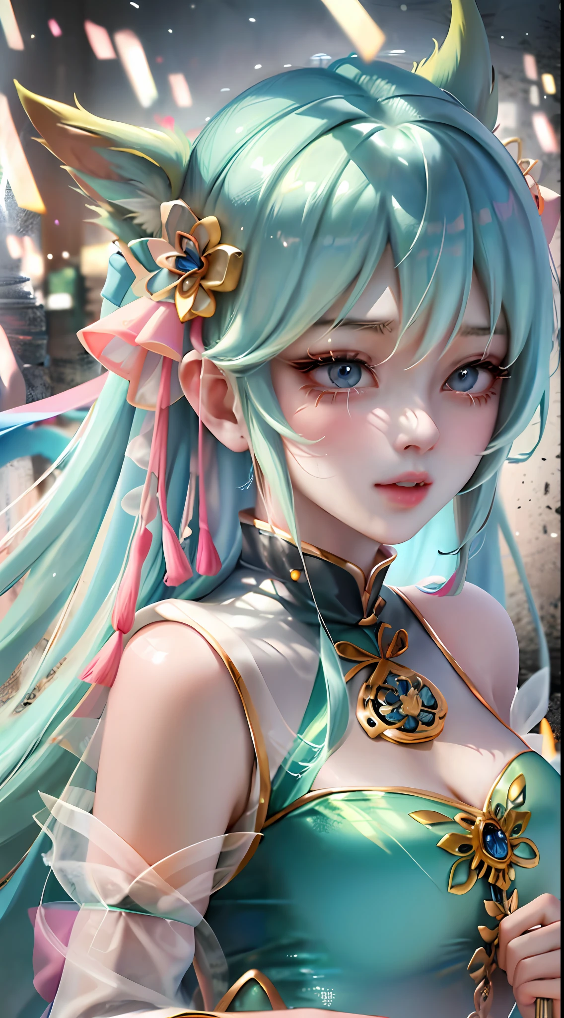 (masterpiece), (best quality), highly detailed, HDR, 1girl, solo focus, skindentation,运动文胸,短裤,连裤丝袜, perfect face, puffy face, beautiful face, big eyes, puffy eyes, perfect eyes, 睫毛,初音未来,极其细致的脸,