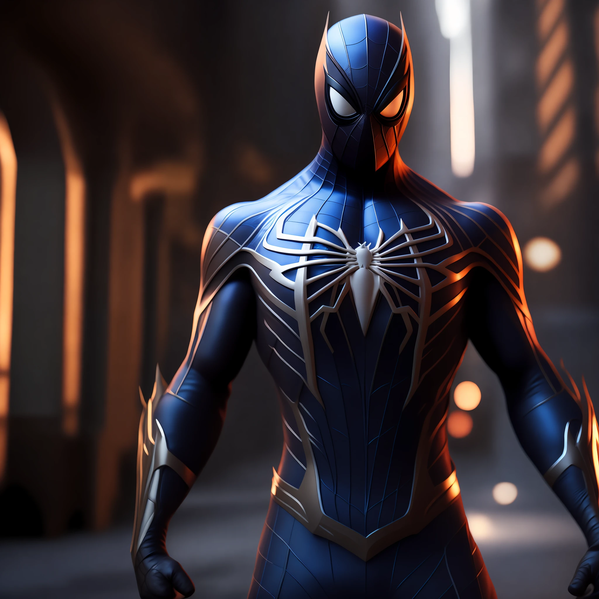 (8k, RAW photo, best quality, masterpiece: 1.2), ultra detailed, official art, photo-realistic: 1.37, spider man, black suit, spider in the center of your chest in white, organic looking clothing, gooey testura, symbiote, art, PS5 cinematic screenshot, highly detailed and detailed cinematic rendering, ultra photorealistic raytricing, with cinematic lightingaction pose