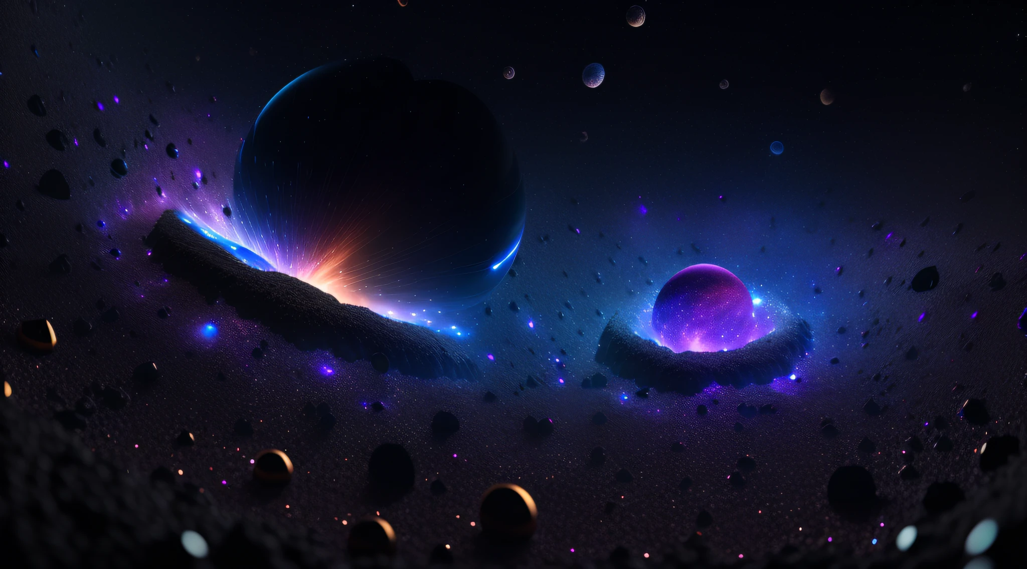 ("a planet","a geode cake","deep space stardust nebula supermassive black hole swirling embers caustics ray tracing").blend(1,1,1)