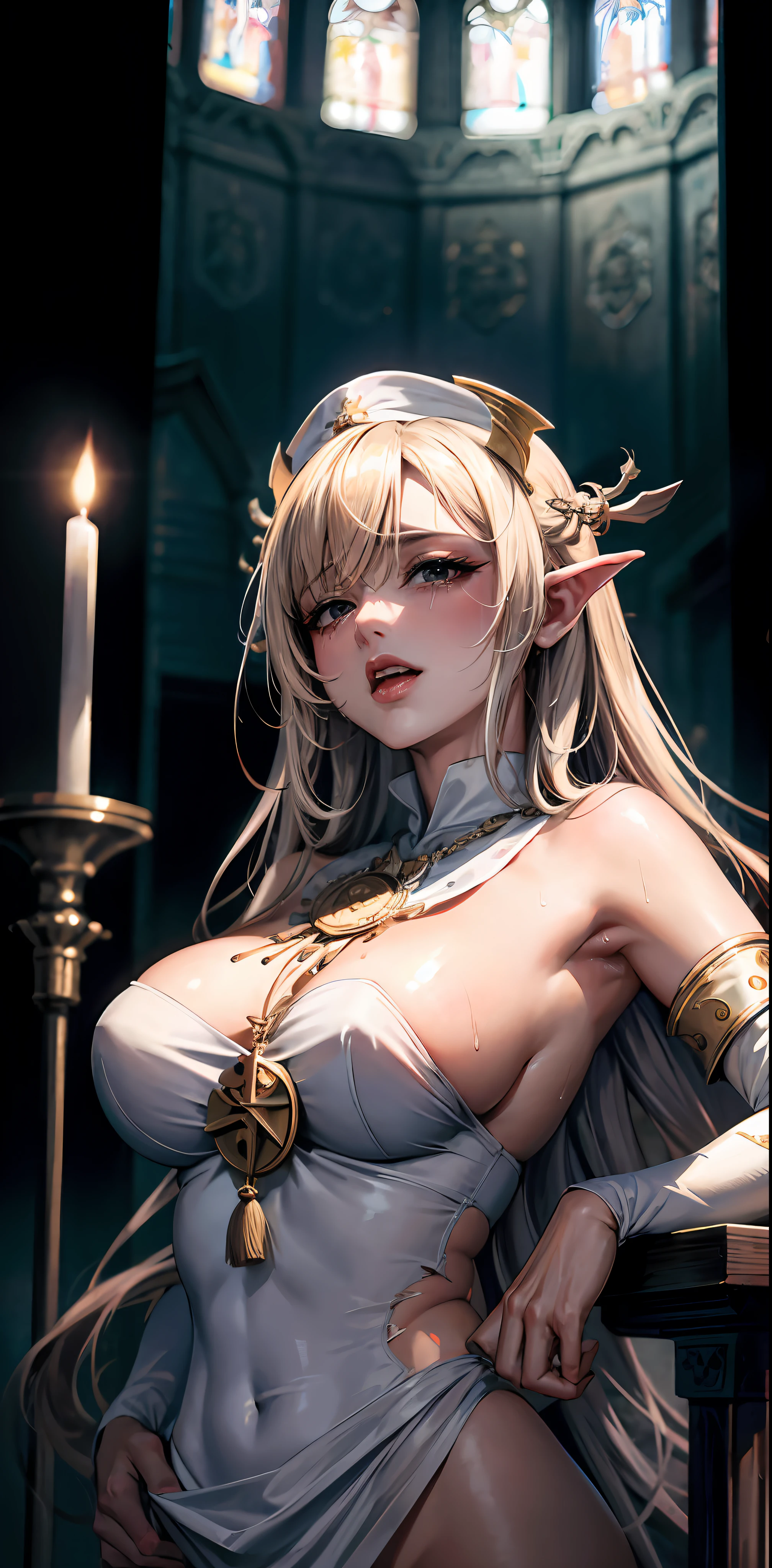 (full figure:1.1), moaning in pain, feeling pain, tearing, sore, crying, bust botox, sleeping beauty on back, wet skin and hair, hard breasts, blonde hair, (White shirt, naked lower body, torn, mid-chest torn shirt, no underwear, shirt covers Live ass), (make her priestess:1.5), perfect body, open (perfect body, small ke), fashion realistic, high-definition sysie details, photography , sharpness, unique 850 4, koda850 k portrait camera, f1.6 lens, rich colors, super realistic texture, spectacular light texture, surreal art, Cinestil 800 fashion mechanism, scared to tears, full of tears, obey the pain, moan in pain, grimace in pain, ahegao, head back