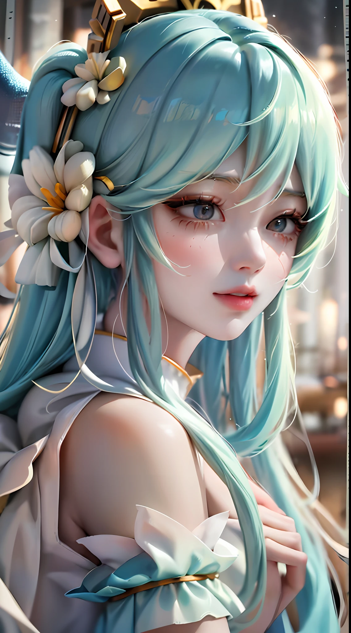 (masterpiece), (best quality), highly detailed, HDR, 1girl, solo focus, skindentation,运动文胸,短裤,连裤丝袜, perfect face, puffy face, beautiful face, big eyes, puffy eyes, perfect eyes, 睫毛,初音未来,极其细致的脸,
