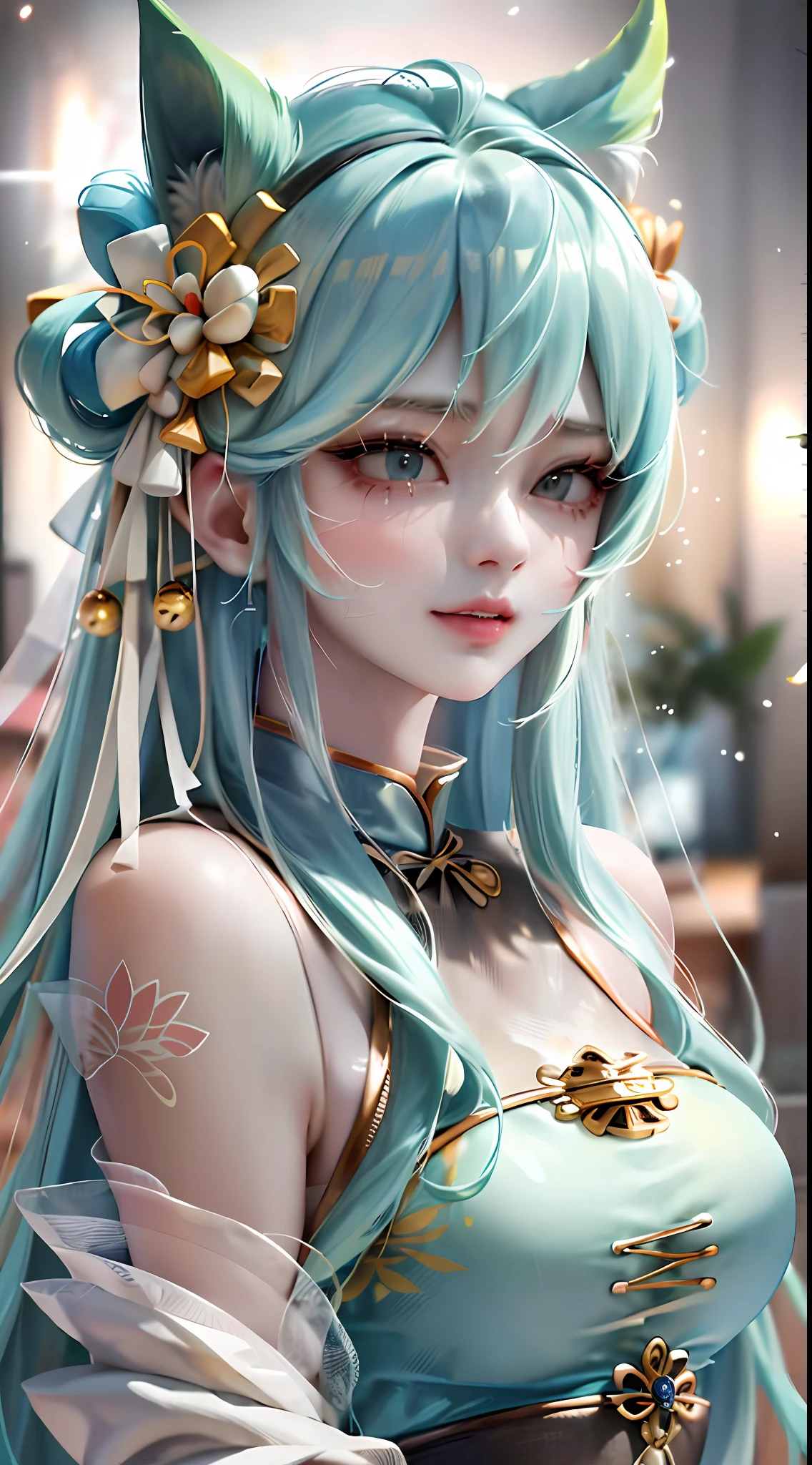 (masterpiece), (best quality), highly detailed, HDR, 1girl, solo focus, skindentation,运动文胸,短裤,连裤丝袜, perfect face, puffy face, beautiful face, big eyes, puffy eyes, perfect eyes, 睫毛,初音未来,极其细致的脸,