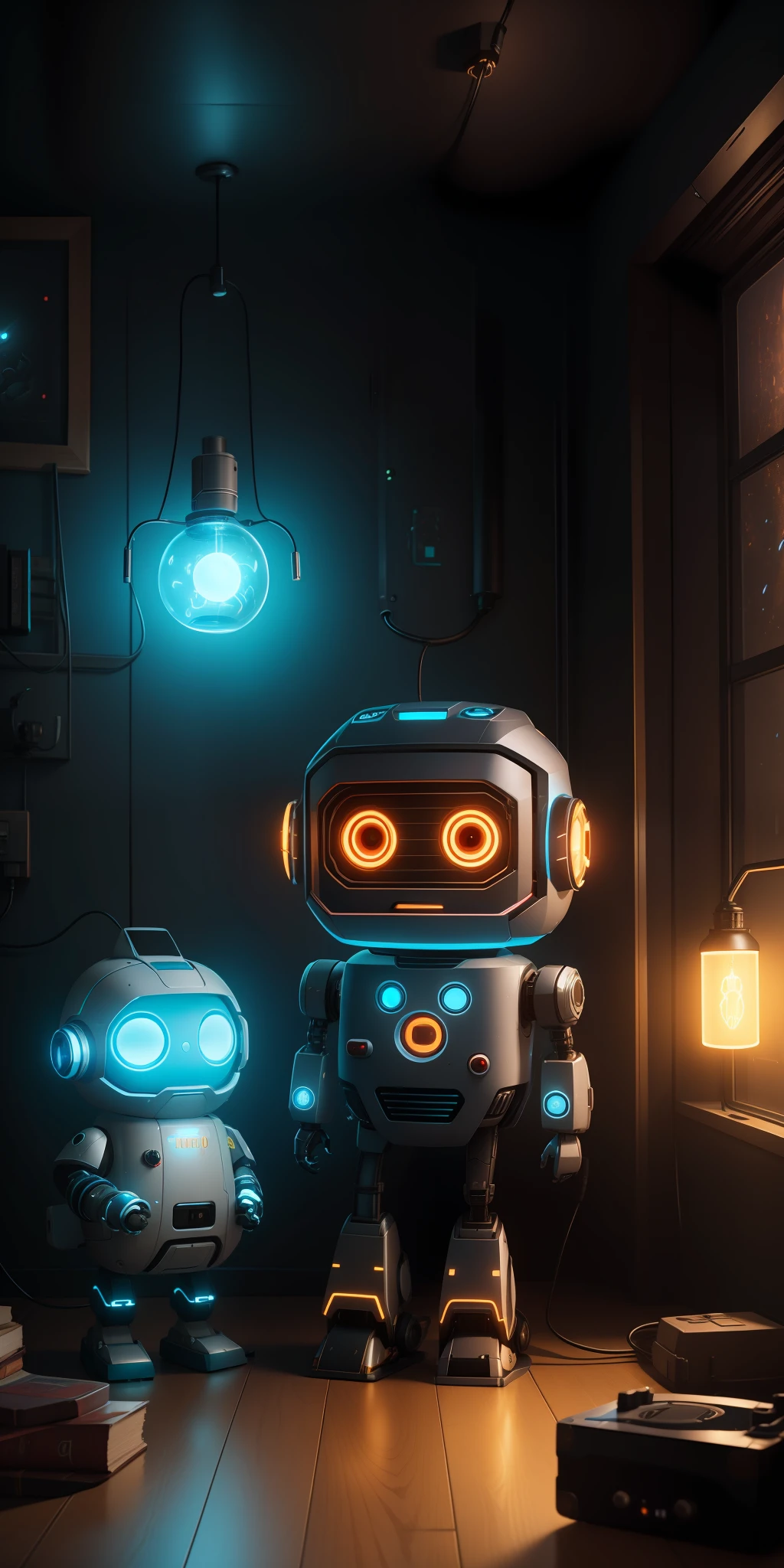 Electronik robot and ofice, unreal engine, cozy indoor lighting, artstation, detailed, digital painting, cinematic, character design by mark ryden and pixar and hayao miyazaki, unreal 5, daz, hyperrealistic, octane render