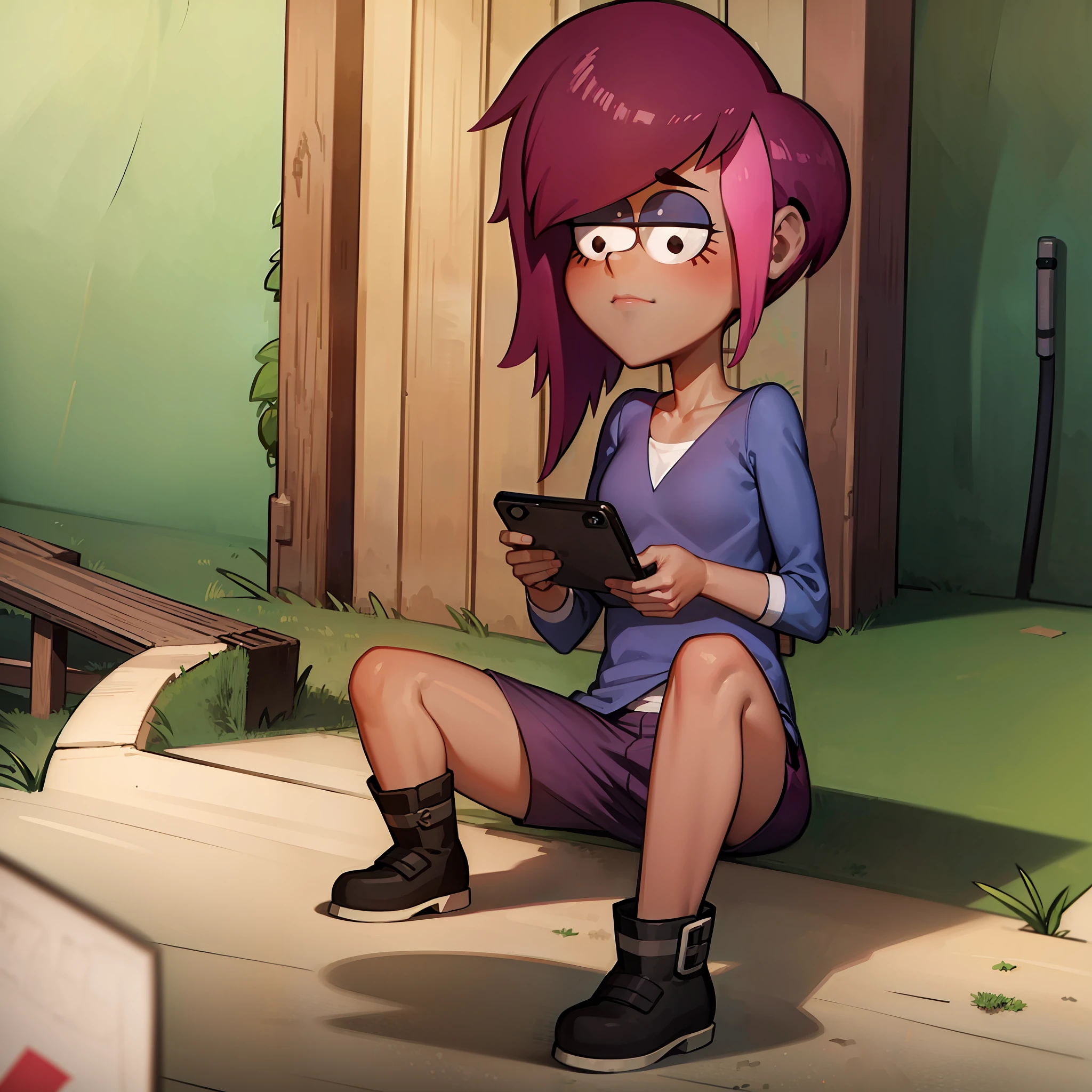 tambry,1girl,holding big phone,solo