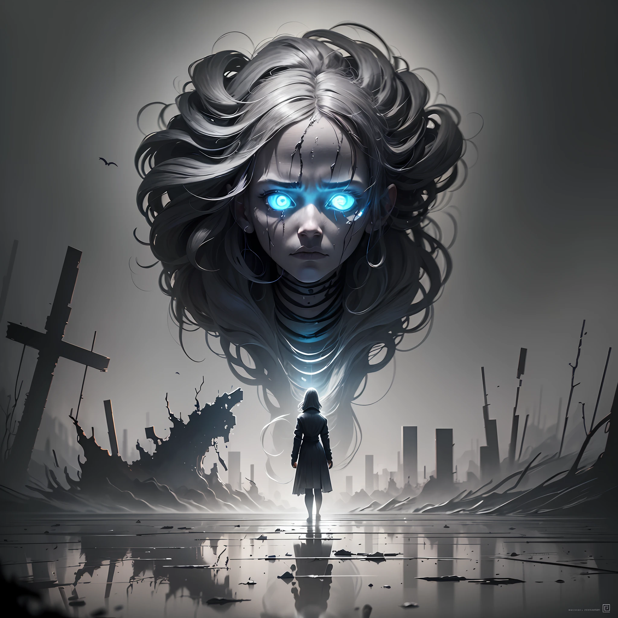 (masterpiece), best quality, ultra-detailed CG unity 8k wallpaper, dark and eerie atmosphere, a lone figure's desperate fight for survival against all odds, horror, desperation, bleakness, faint glimmer of hope, minimal color palette, shadows and light, twisted reflection, powerful emotions conveyed through intricate and nuanced details. --auto --s2