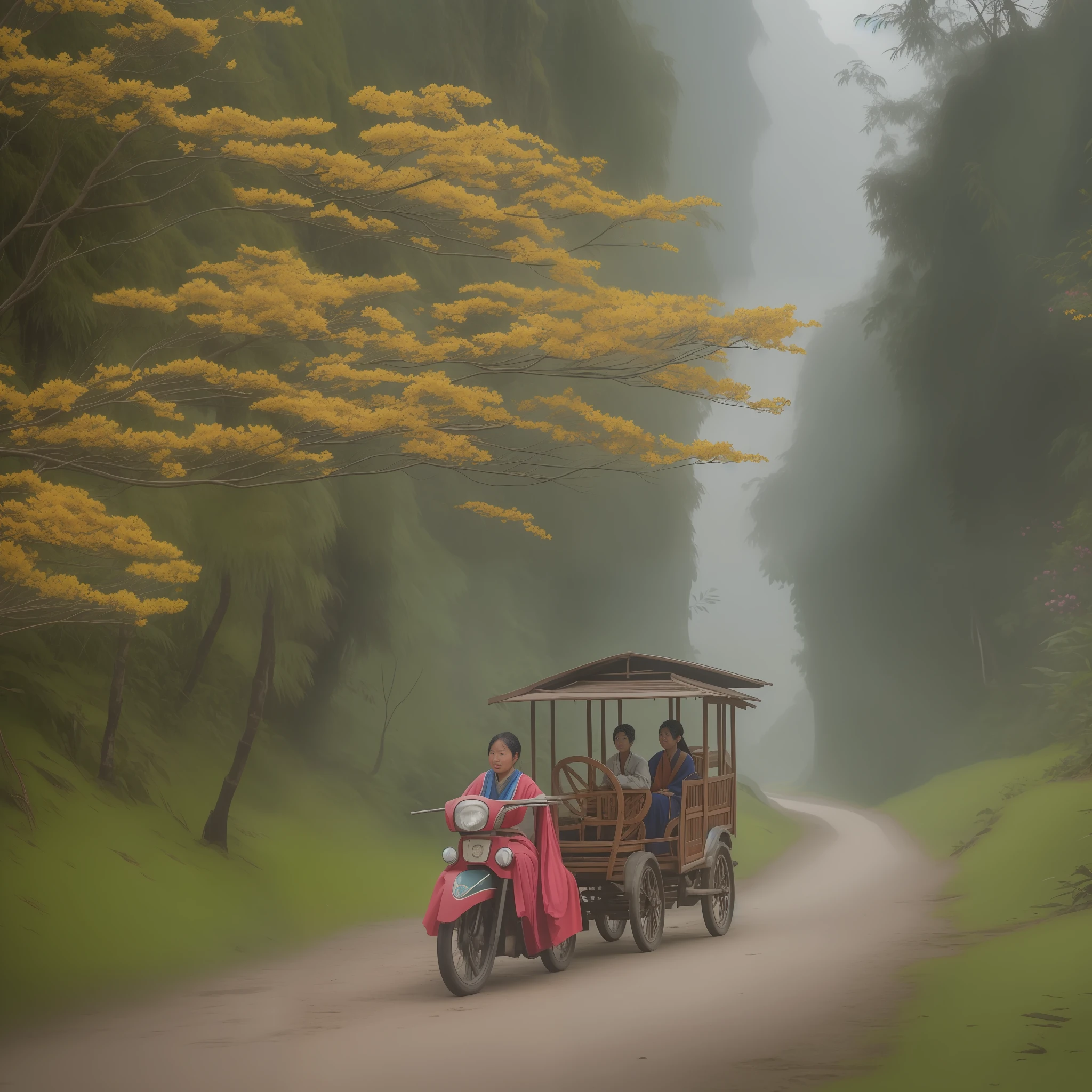 It seems that someone passed by the corner of the mountain, and it was me wearing a female lotus with a li waist.
Look at how beautiful the smile is, and you adore my graceful posture.
Driving a red leopard followed by a patterned wild cat, Xinyi wooden car osmanthus tied up a colorful flag.
It is me who wears a stone orchid waist bundle Du Heng, and folds branches and flowers to give you a chat about lovesickness.
I couldn't see the light of day in the deep bamboo forest, and the road was difficult to travel alone.
Standing alone on the top of a high mountain, the clouds and mist dissolved and the curls floating under his feet.
The day is as dim as night, and the east wind is swirling and the gods are raining.
Keep me to enjoy the joy with you and forget to return, as I grow older, who makes me forever beautiful?
I collect Yishou Ganoderma lucidum in the mountains, and the rocks are entangled with kudzu vines.
Complain about Gongzi ah forgot to return, you miss me but there is no time to come.
I drink spring water in this mountain, pines and cypresses, pure and fragrant like Duruo,
You miss me, true or false.
The thunder rolls and the rain is cloudy, and the chirping of apes penetrates the darkness of the night.
The wind is sassy, falling wood, Xiao Xiao, and Simu Gongzi is sad alone.