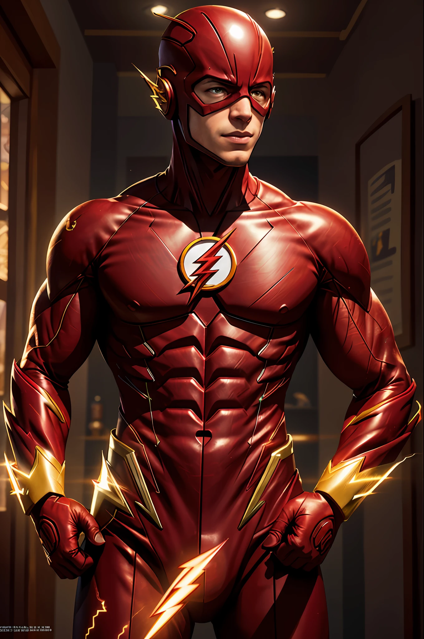 the flash, , (masterpiece), digital illustration, detailed, intricate, 4k, 8k, good anatomy, beautiful lighting, award-winning, highres, (extremely detailed CG, unity, 8k wallpaper:1.1), colorful, vibrant colors