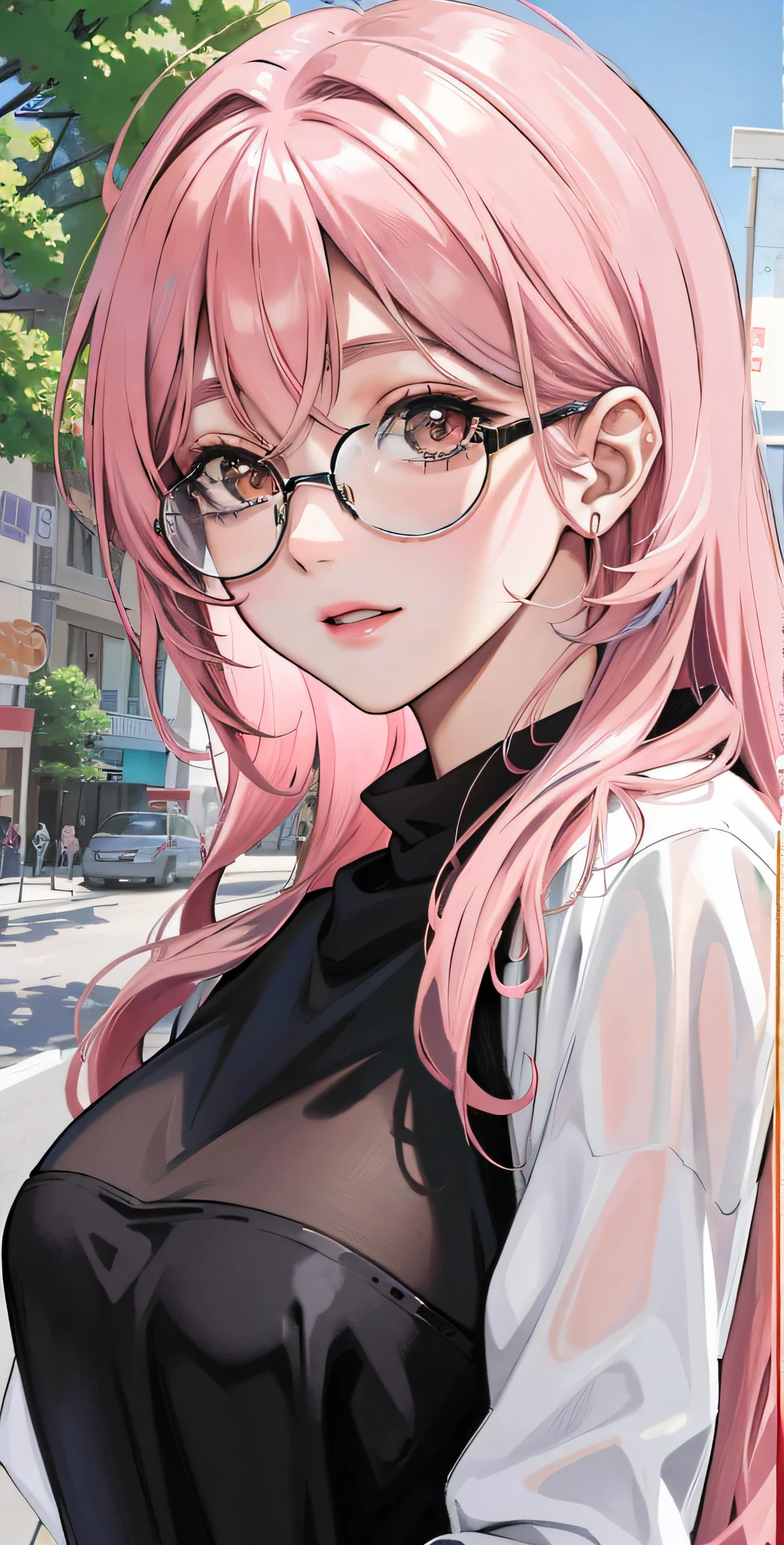 black-rimmed round glasses,
