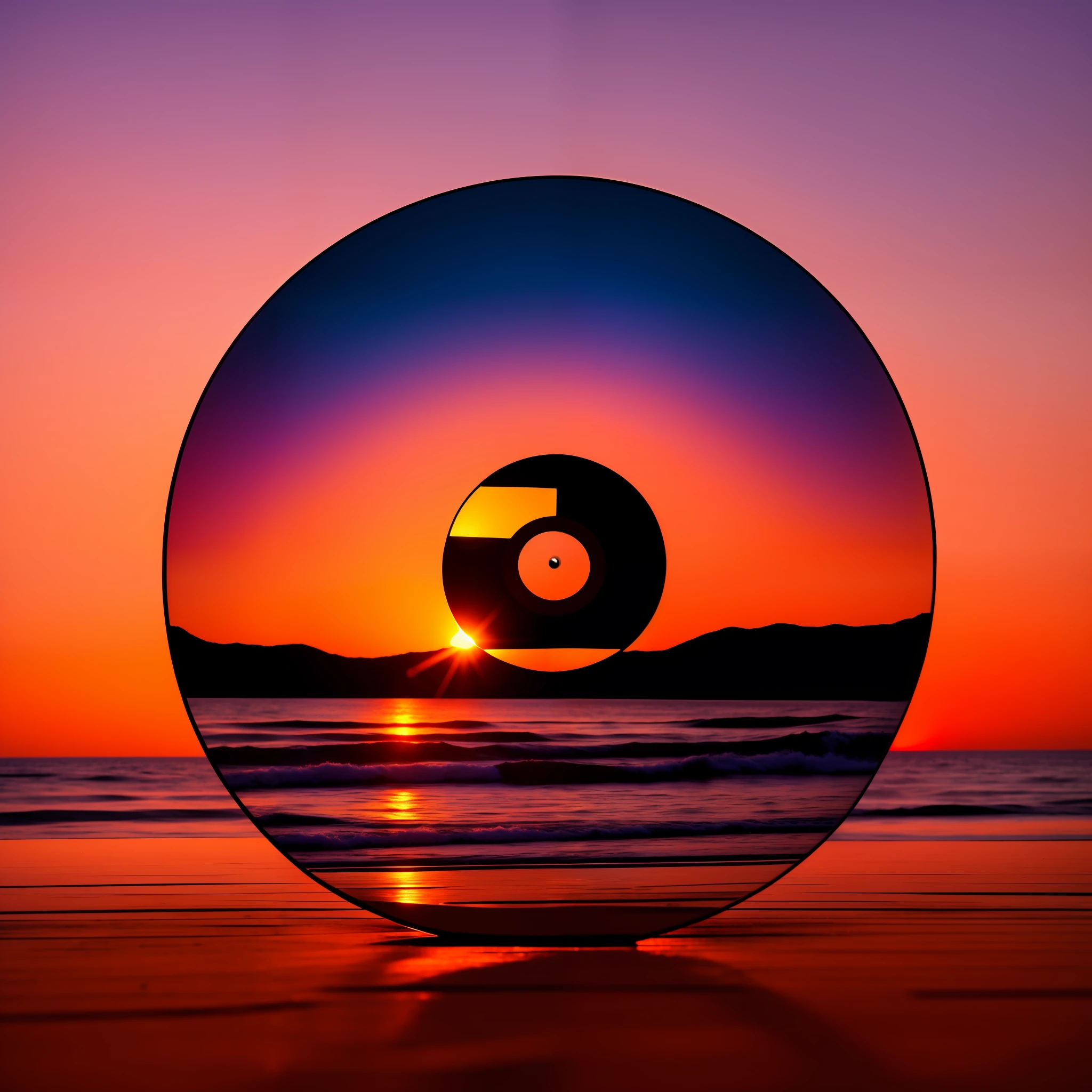 vinyl disk, sunset