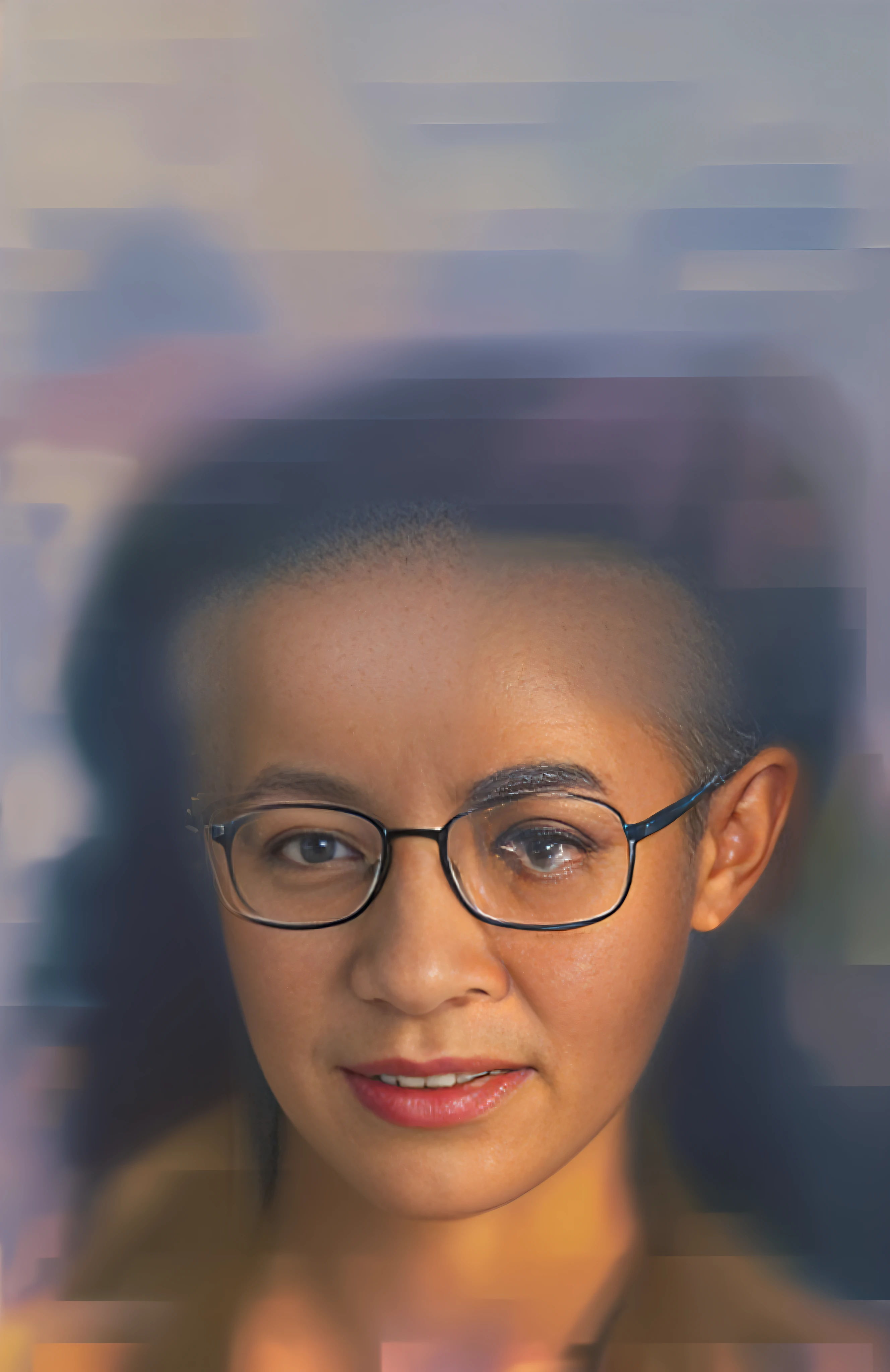 there is a woman with long hair and glasses posing for a picture, grainy photo of an ugly woman, dolores abernathy, monserrat gudiol, potrait, magda torres gurza, faridah malik, taken in the late 1980s, serena malyon, photo of a woman, pilar, m. c. esther