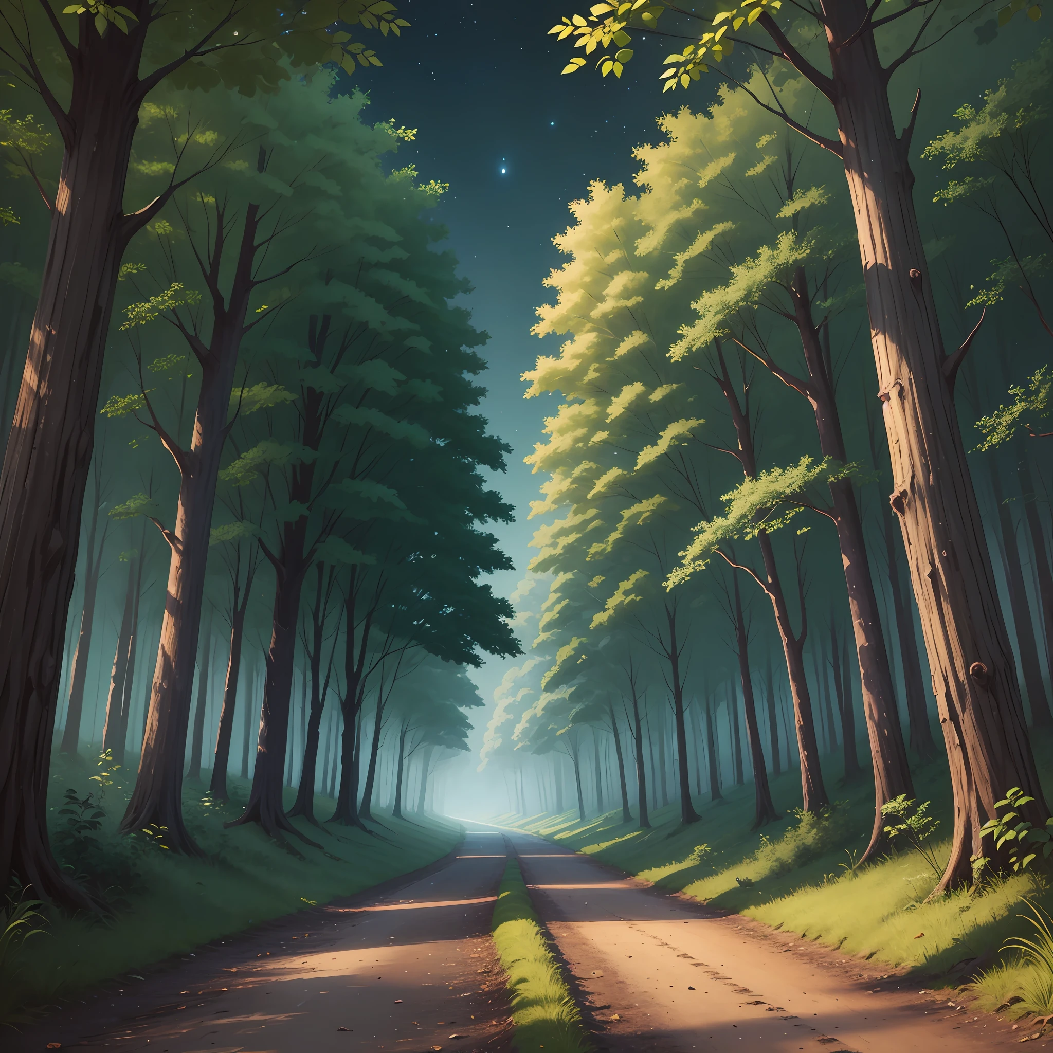 Midnight, Woodland, paisagem, solo, --auto --s2