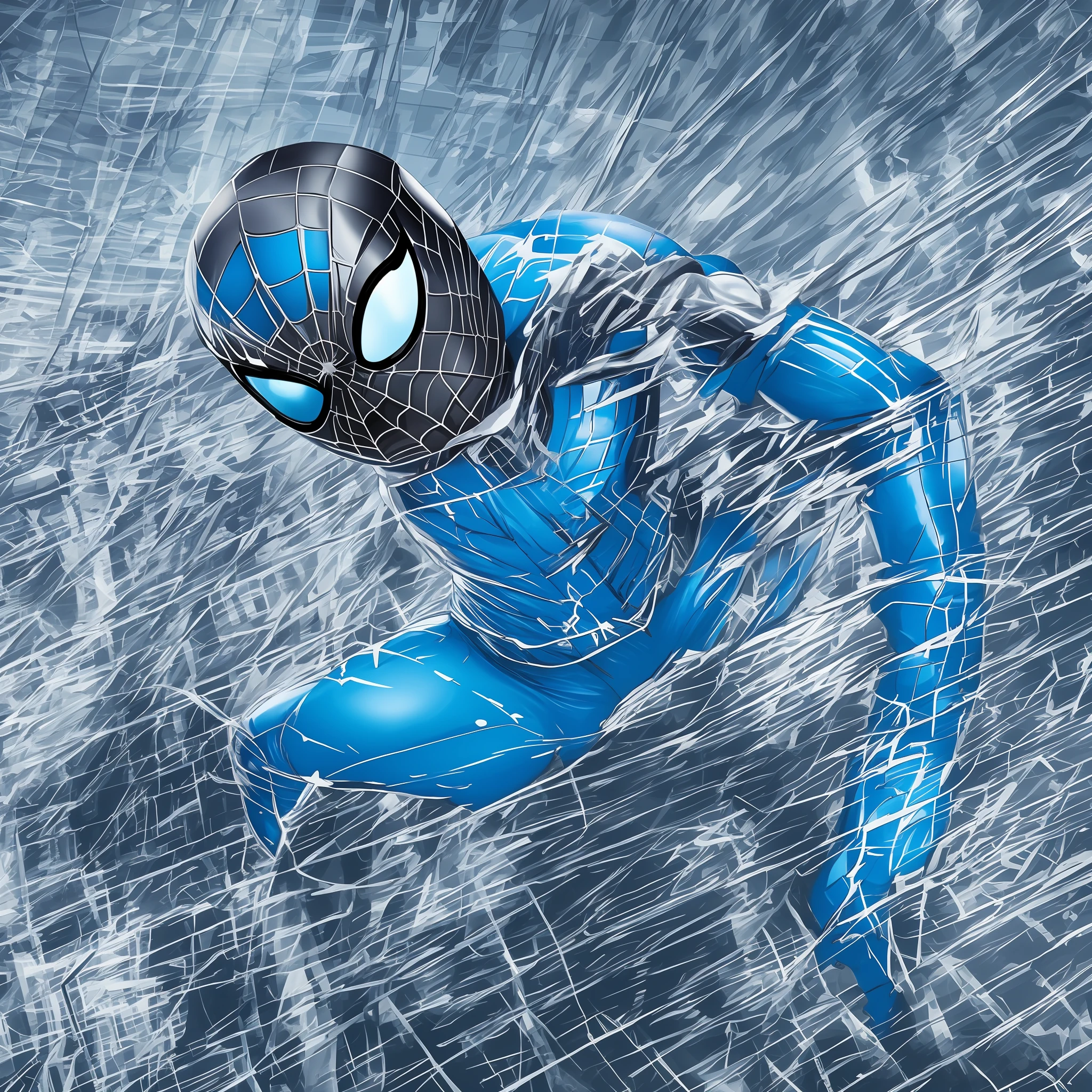 Blue spider man, ultra detailed, maximum quality classic style --auto --s2