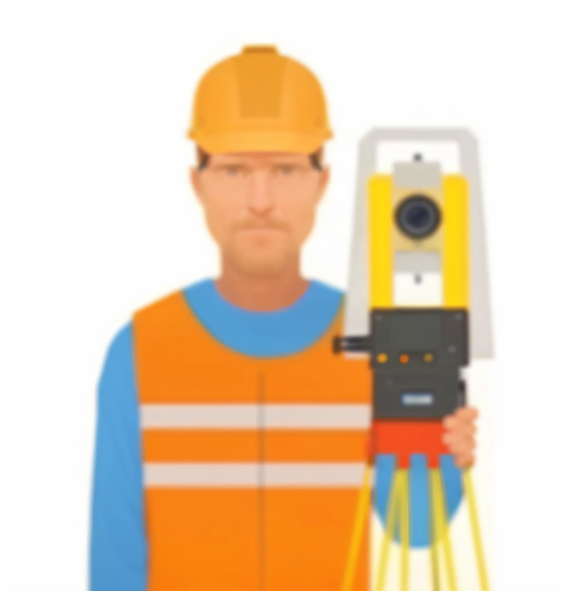 a man in an orange vest holding a surveying device, civil engineer, avatar image, inspect in inventory image, proffesional illustration, architect, professional image, flat illustration, engineer, professional picture, professional vector graphic, portait photo, professional illustration, worksafe. illustration, good proportions, mid portrait, illustration detailed, center of image, detailed 2d illustration