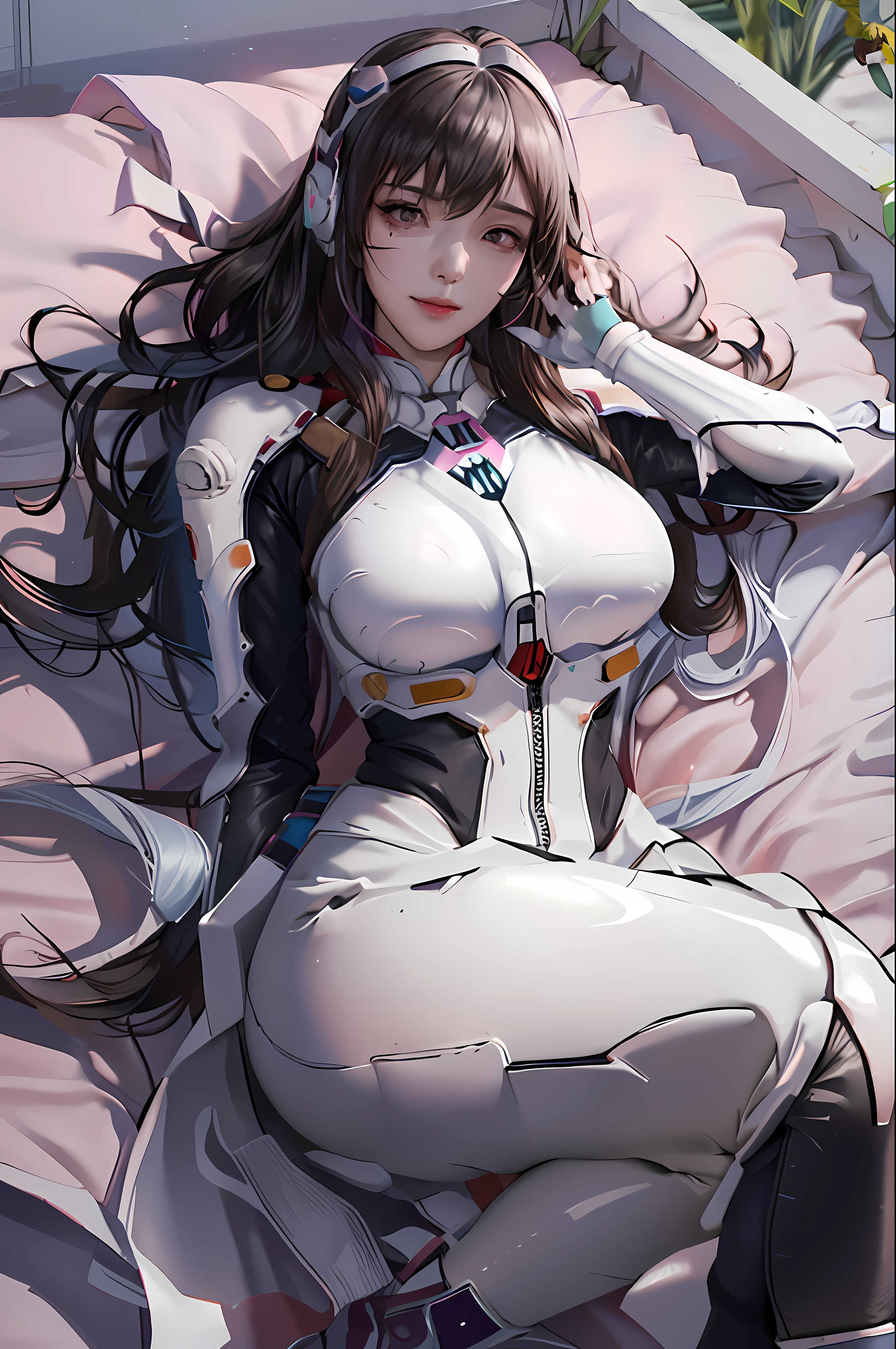 masterpiece, original, realistic, high resolution, (detailed), (photography), (realistic), (wide_shot:1.2), full_body, 1 girl, single focus, long hair, d.va (Overwatch), brown hair, tights, face markers, beard markers, seductive smile, room, headphones, gloves (KBXLL:1), Ulzzang-6500, (Korean mix, Kpop idol), (Overwatch background), (She was captured and sexually abused by the enemy: 1.4) transparent dress, lace trim, lace seduction, bare legs, miniskirt, long legs, thighs, big breasts, huge breasts, split skirt, pink lace trim, upturned hips, big breasts, big breasts, big tits, high split cheongsam, coquettish type, charming, coquettish, big breasts, big breasts, big breasts, seduction, tall figure, white skin, white hair, fat breasts and fat buttocks, fat buttocks, big buttocks, naked, nothing worn, clothes are particularly short, bare waist, thong , riotous look, loose long hair, spread legs, half squat, confused, show between legs, lie on the ground, hands between legs, touching the panties