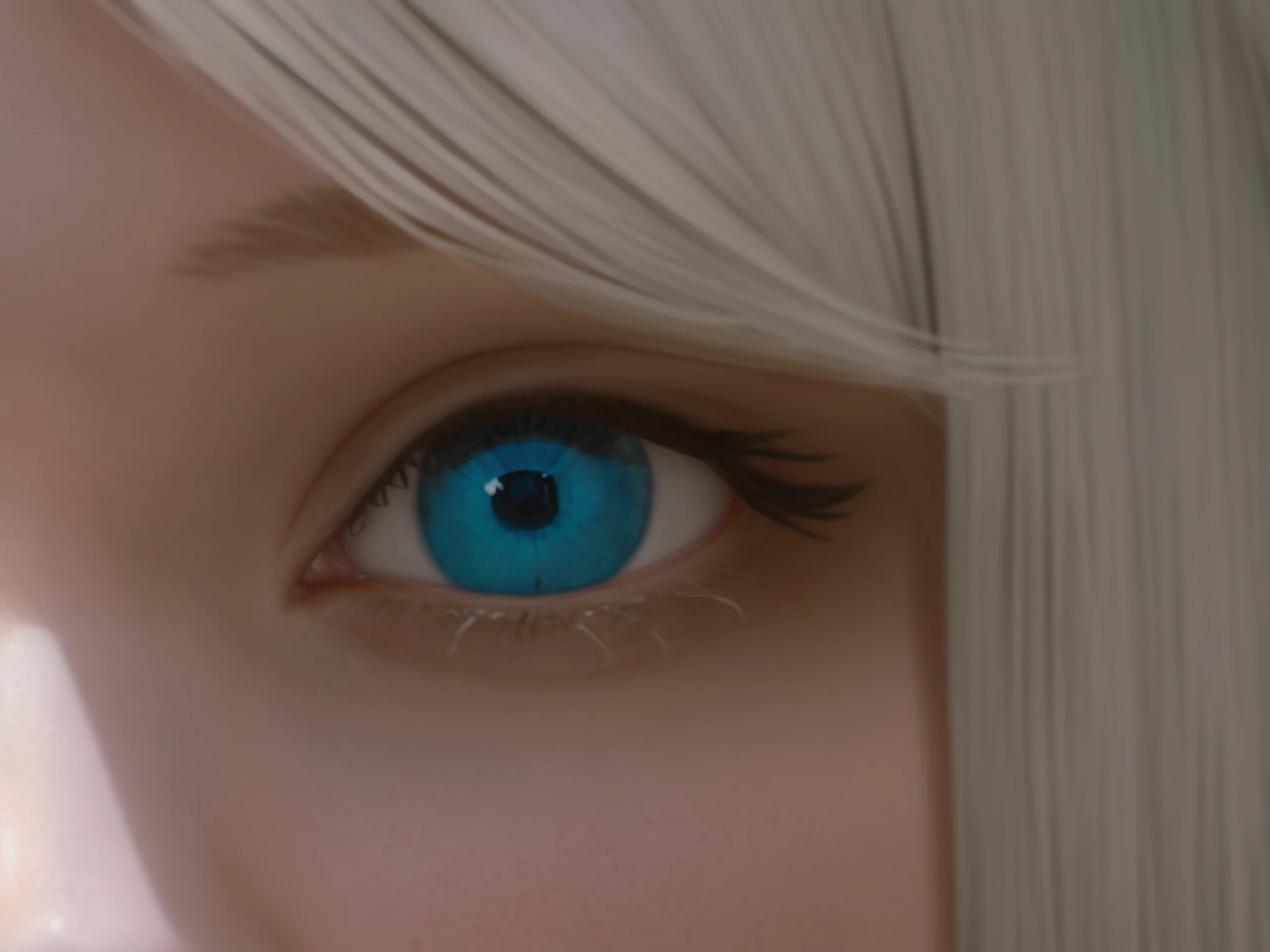 blond doll with blue eyes and white hair looking at camera, light blue piercing eyes, enhanced eye detail, blue piercing eyes, hyperrealistic eyes, photorealistic eyes, eyes). full body realistic, blue pupil, aquamarine eyes, perfect photorealistic eyes, realistically rendered eyes, hyper realistic eyes, photorealistic eyes render, eyes realistic, extremely detailed blue eyes