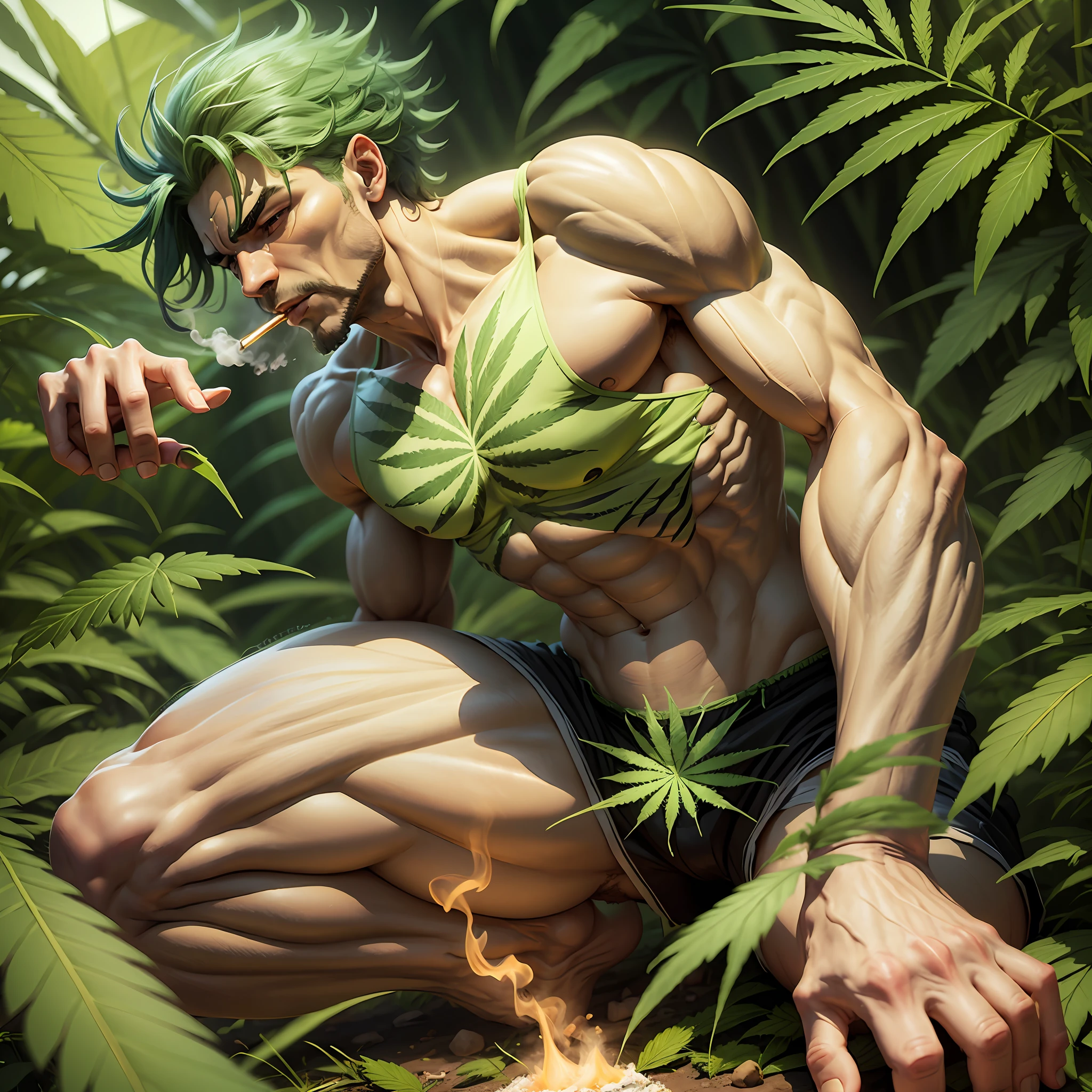 a cartoon marijuana leaf, smoking Canabis.com legs, arms. ,strong man --auto --s2
