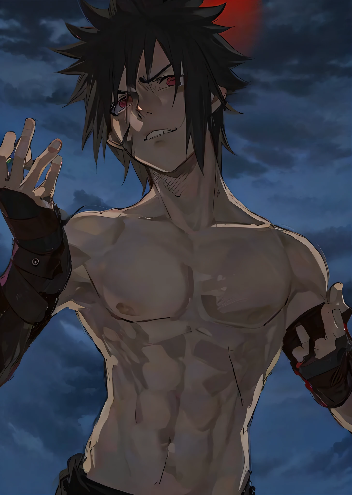 a close up of a person with a shirt on and arm raised, sasuke uchiha, from naruto, okata kazuto, full body close-up shot, badass pose, madara uchiha, pain from naruto, itachi uchiha, itatchi uchiha, wielding kunai, itachi, as an anime character, by Shingei