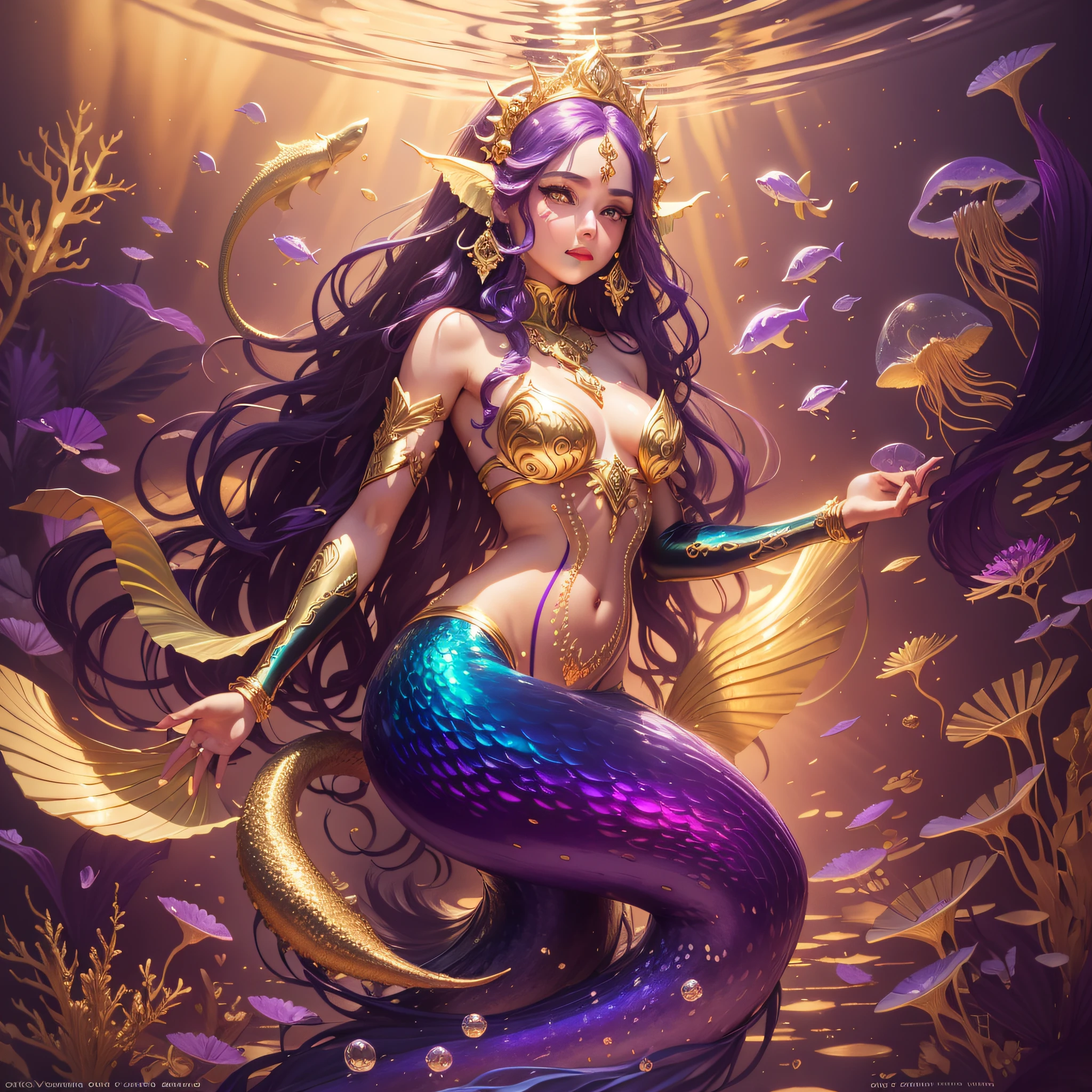 gold and purple mermaid tail --auto --s2