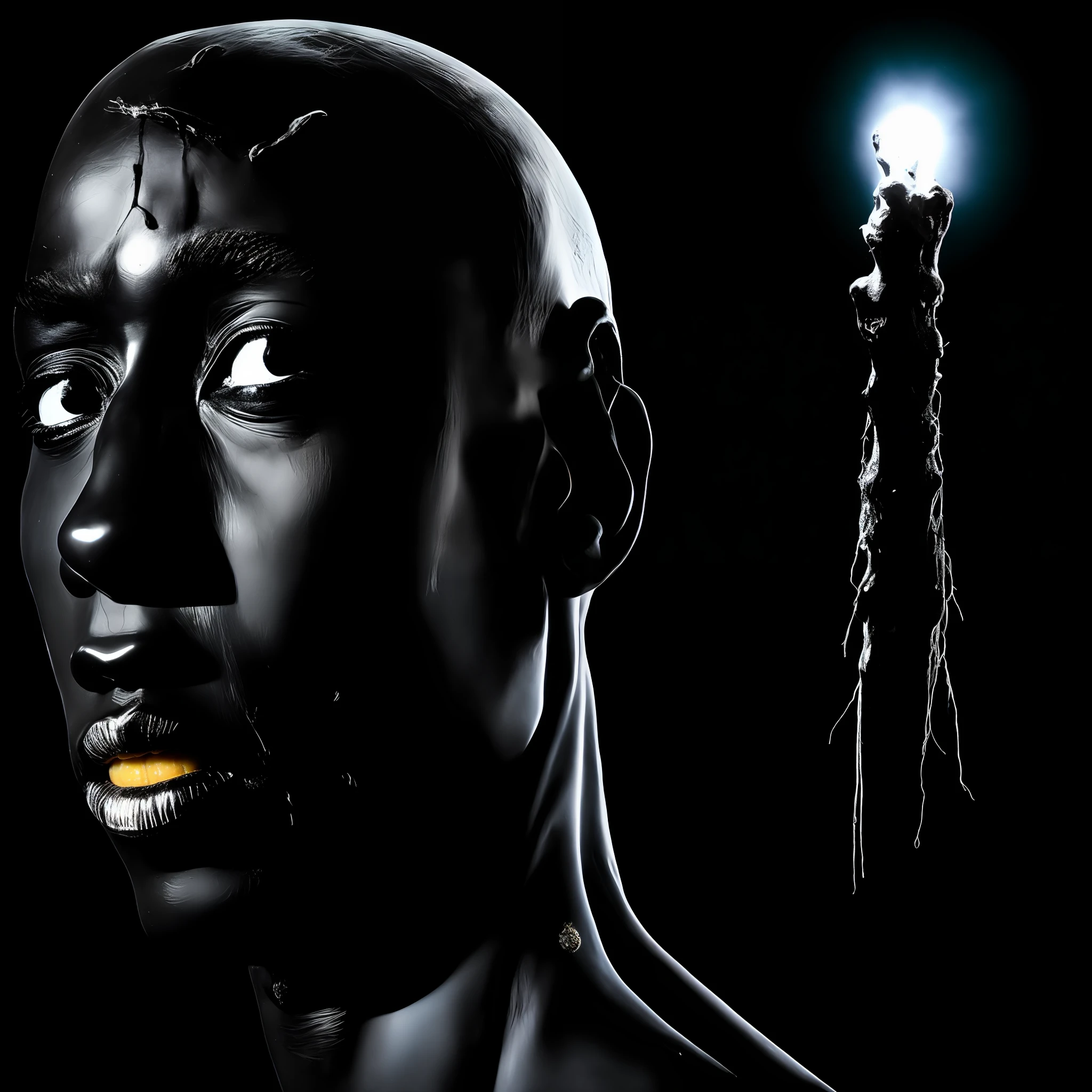 sculpt, white on black, juliangxyc, surreal, nnekaia, portrait, stars