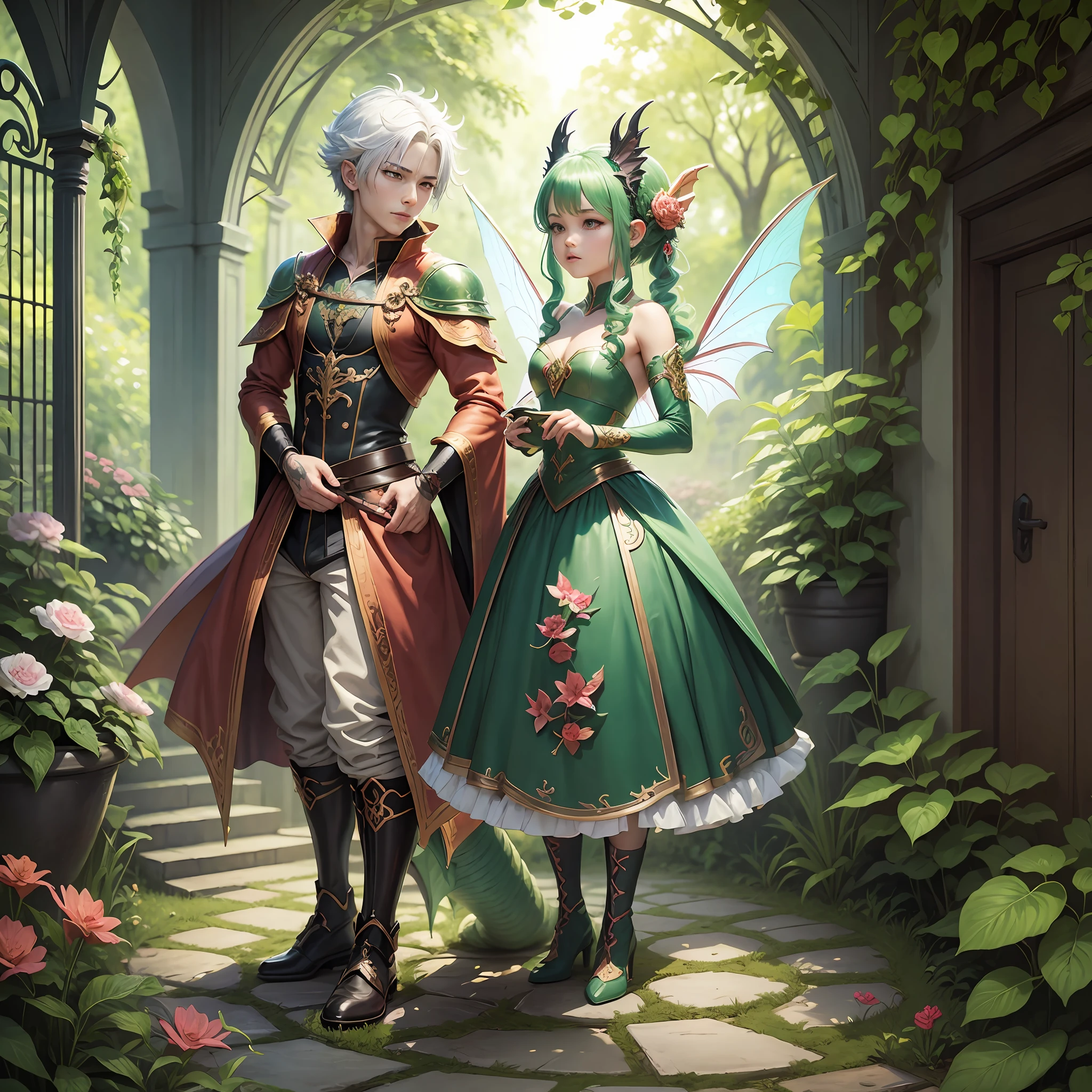 Dragon boy and fairy in garden --auto --s2