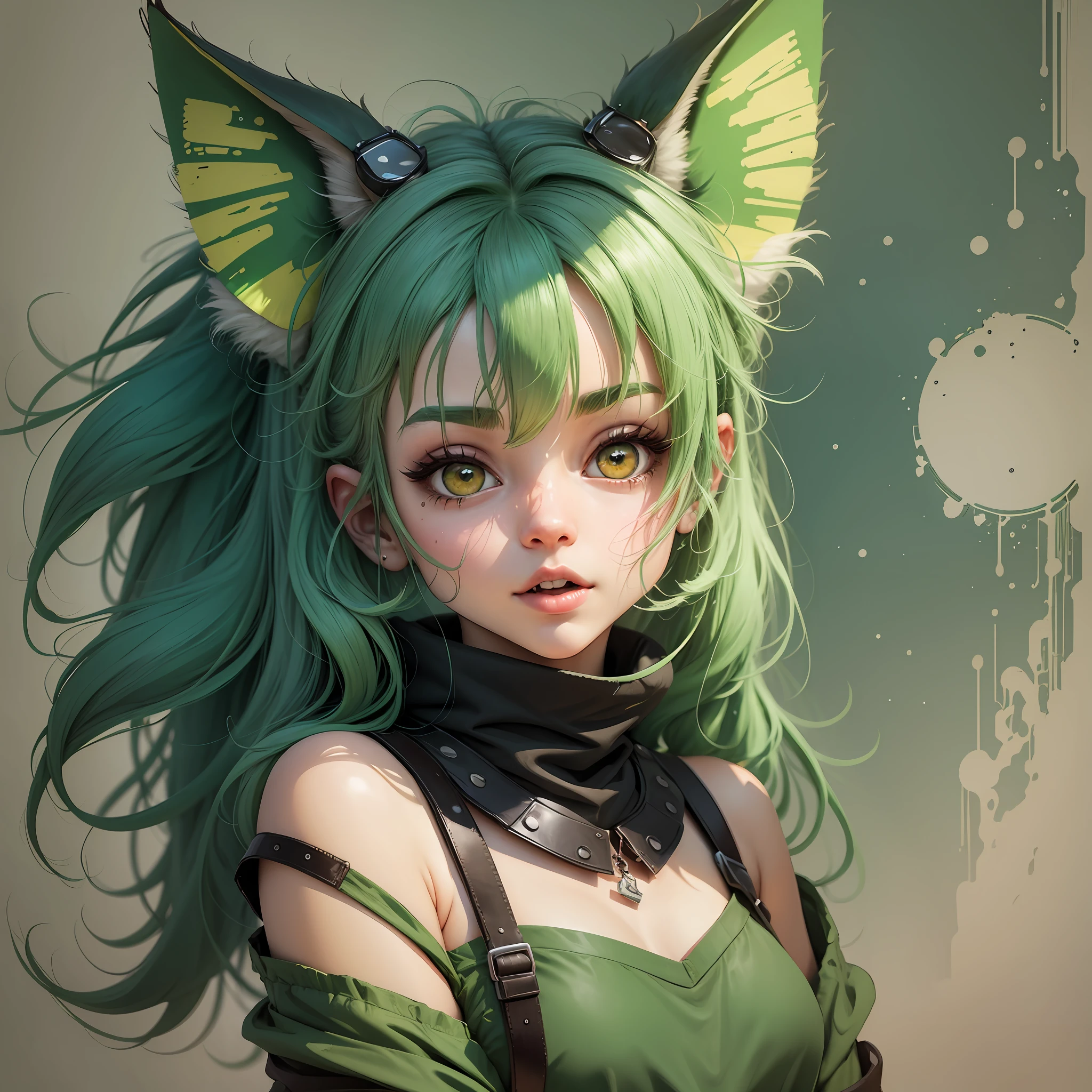 wallaby, green hair, cartoon style --auto --s2