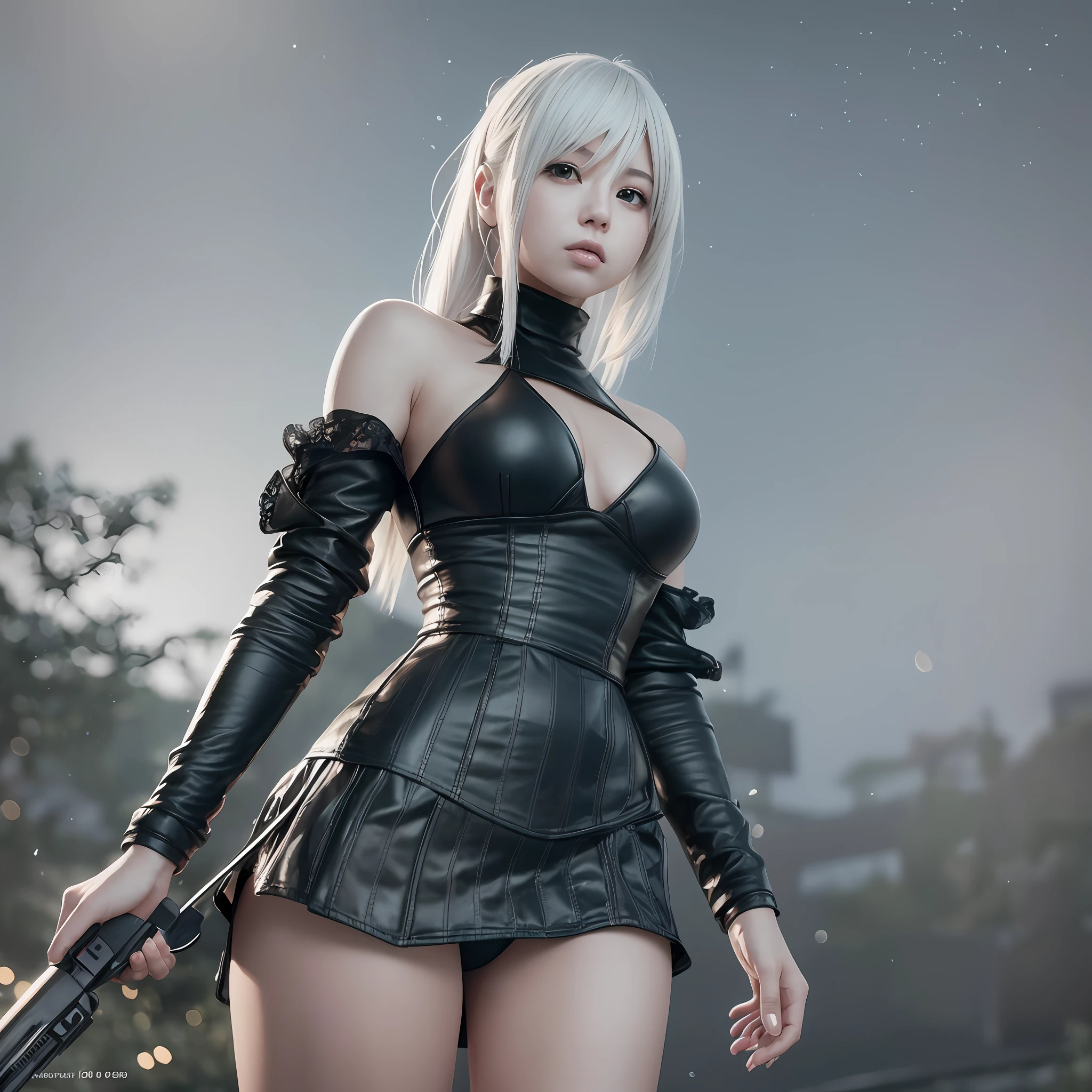 YoRHa No((Realistic lighting, Best quality, 8K, Masterpiece: 1.3)), Clear focus: 1.2, 1 girl, Perfect body beauty: 1