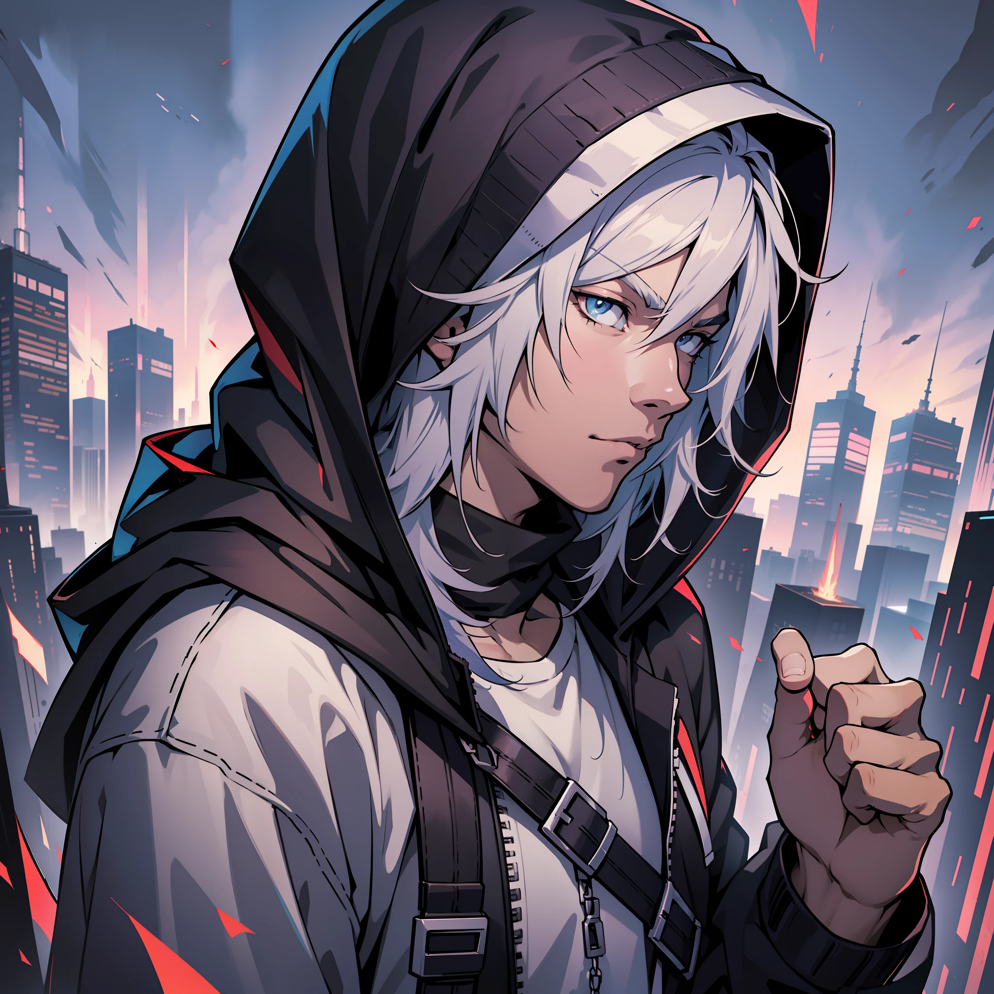 A Hooded Man, Epic Art Style, IG Studios Anime Style, Shifty, Discord Profile Picture, , Anime Style. 8K, Behance UHD, , epic anime style, --auto --s2